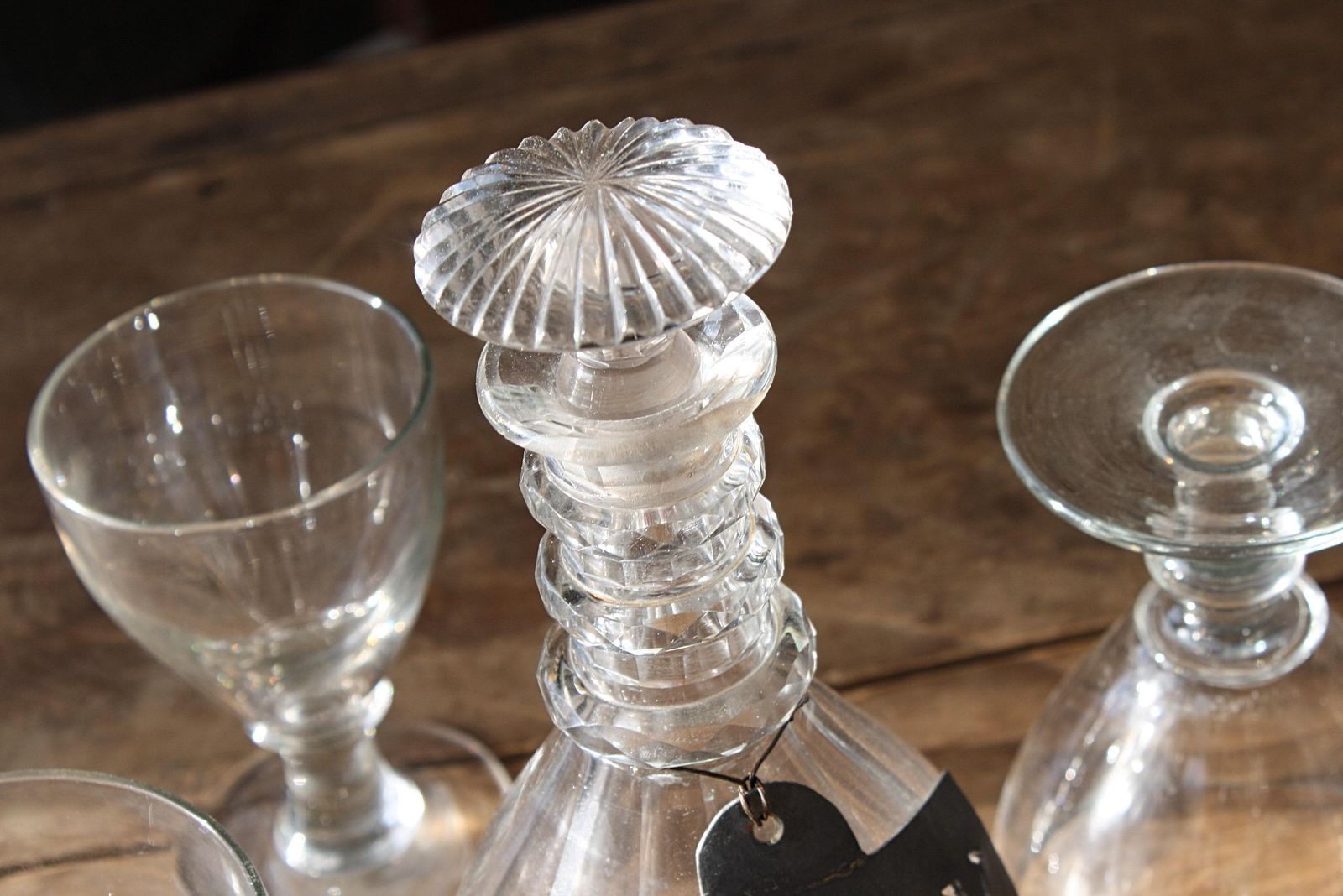19th Century Collection Of Georgian Rummers & Labeled Cut Glass Decanters photo vintage