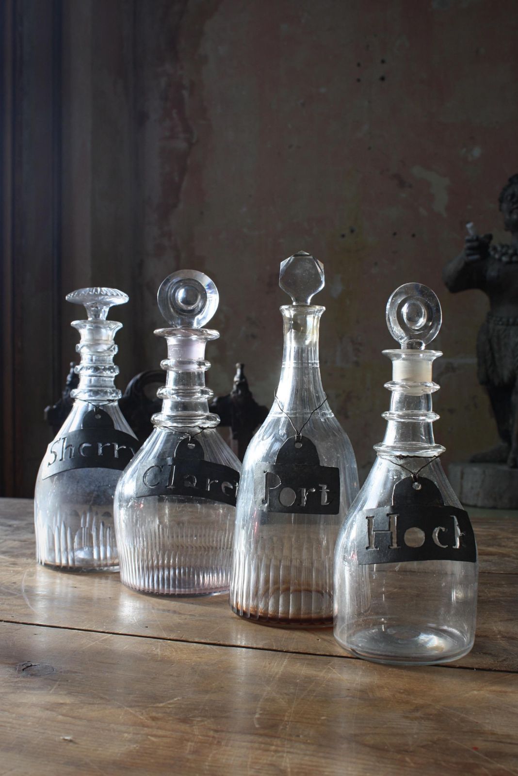 photo furniture 19th Century Collection Of Georgian Rummers & Labeled Cut Glass Decanters