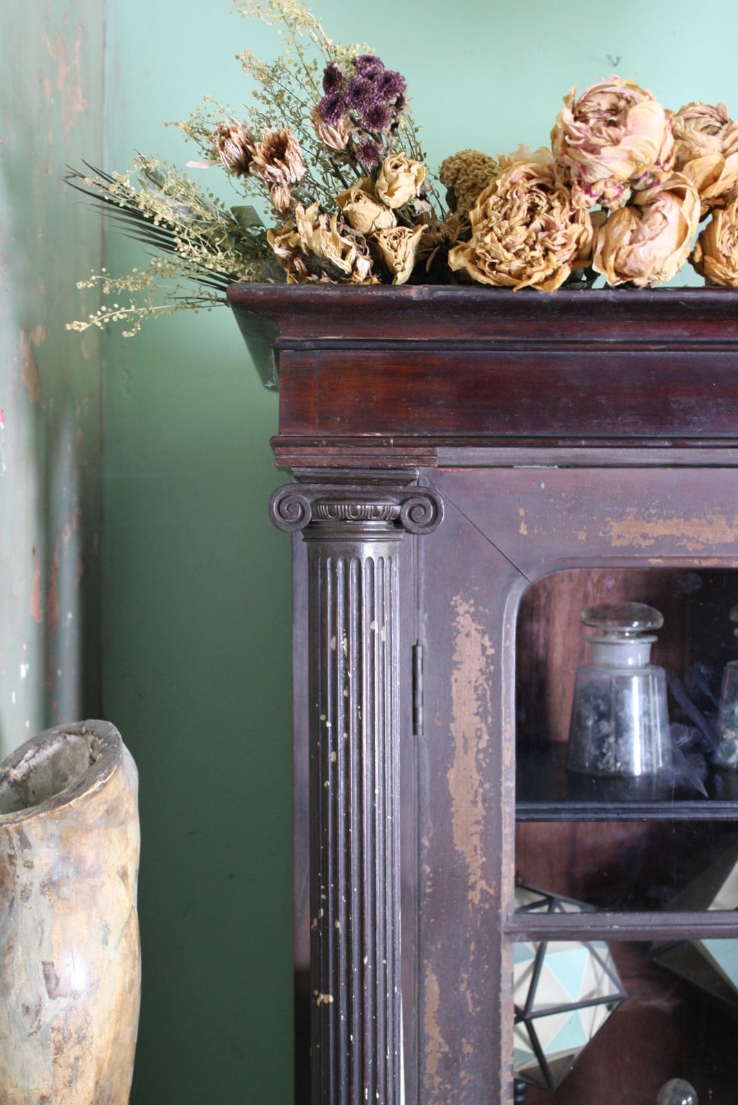 photo for sale 18th 19th Century Neoclassical Colonial Padauk Glazed Ebonized Book Case