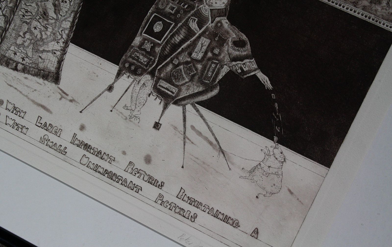 Satirical Lithograph By Peter Jacques "Unimportant Man" Artist Royal Academy photo for sale