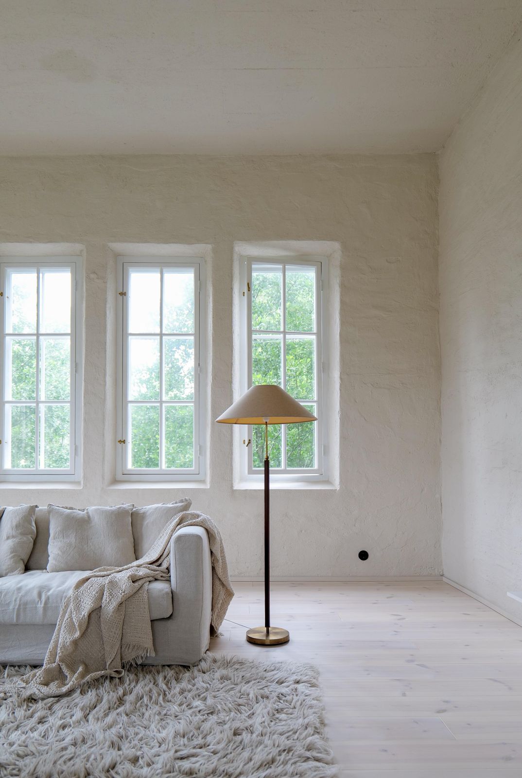 Mid Century Brass Brown Leather Floor Lamp Falkenbergs Belysning, Sweden, 1960s photo furniture