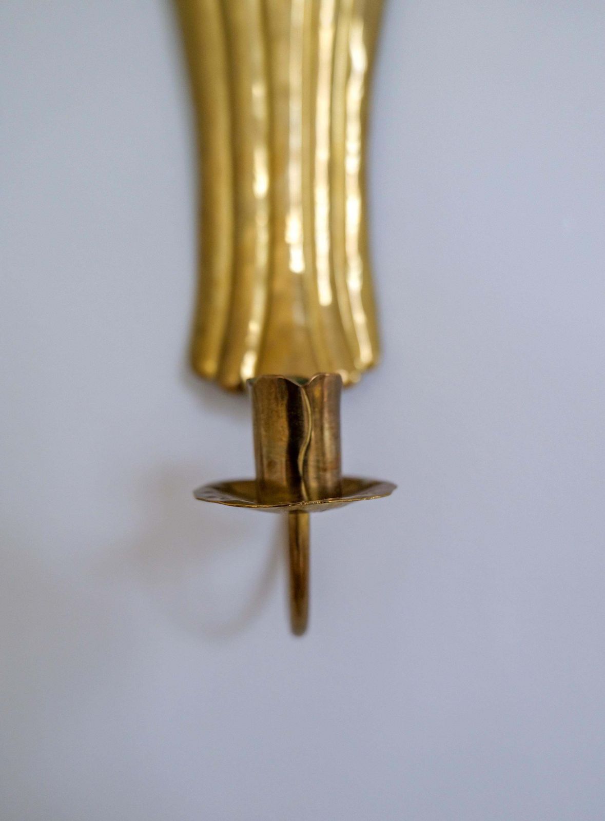 Art Deco Pair Of Brass Wall Candlesticks, Sweden, 1950s photo buy