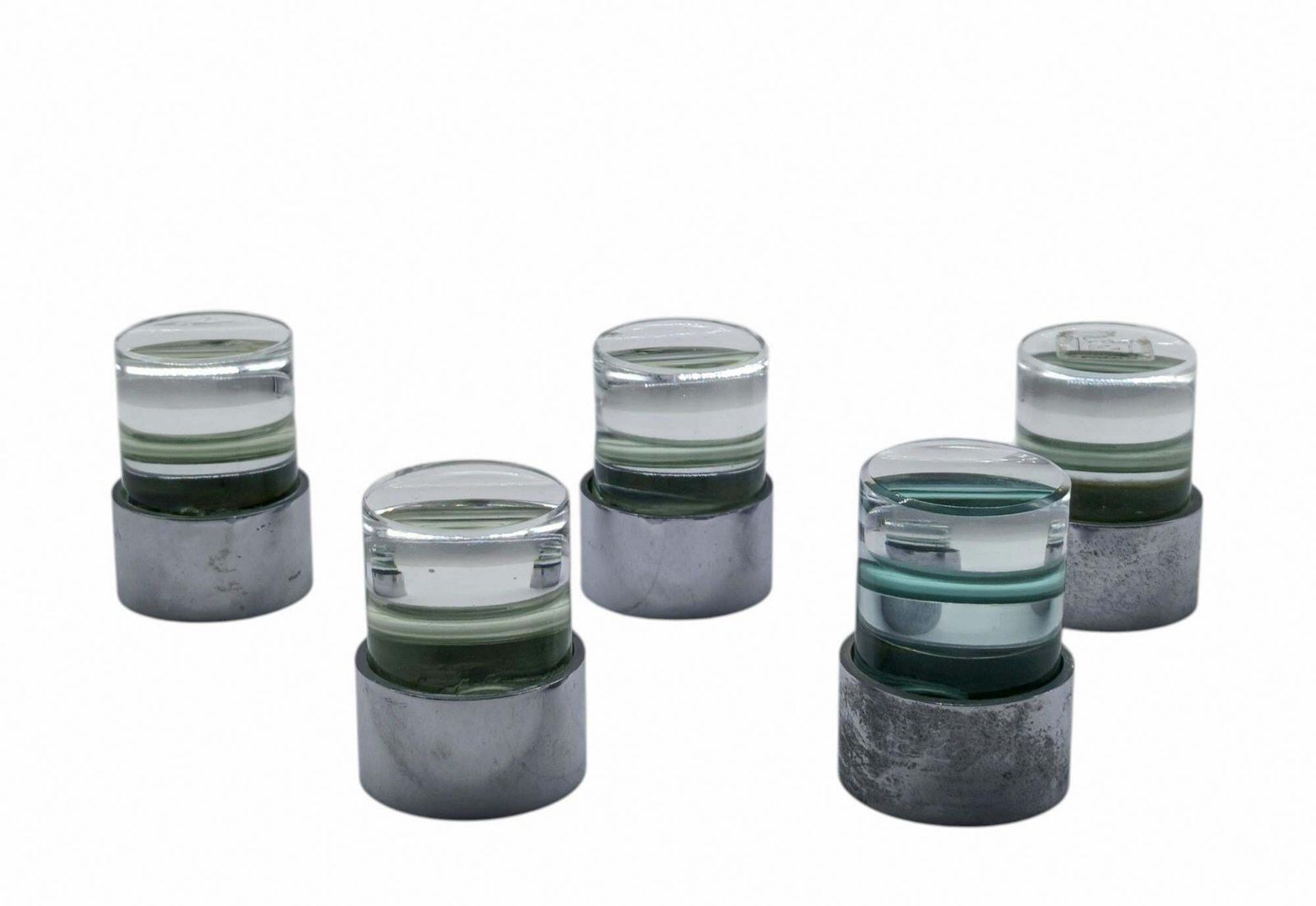 Fontana Arte Set Of 5 Metal And Glass Towel Hooks, Italy 1960s photo for sale