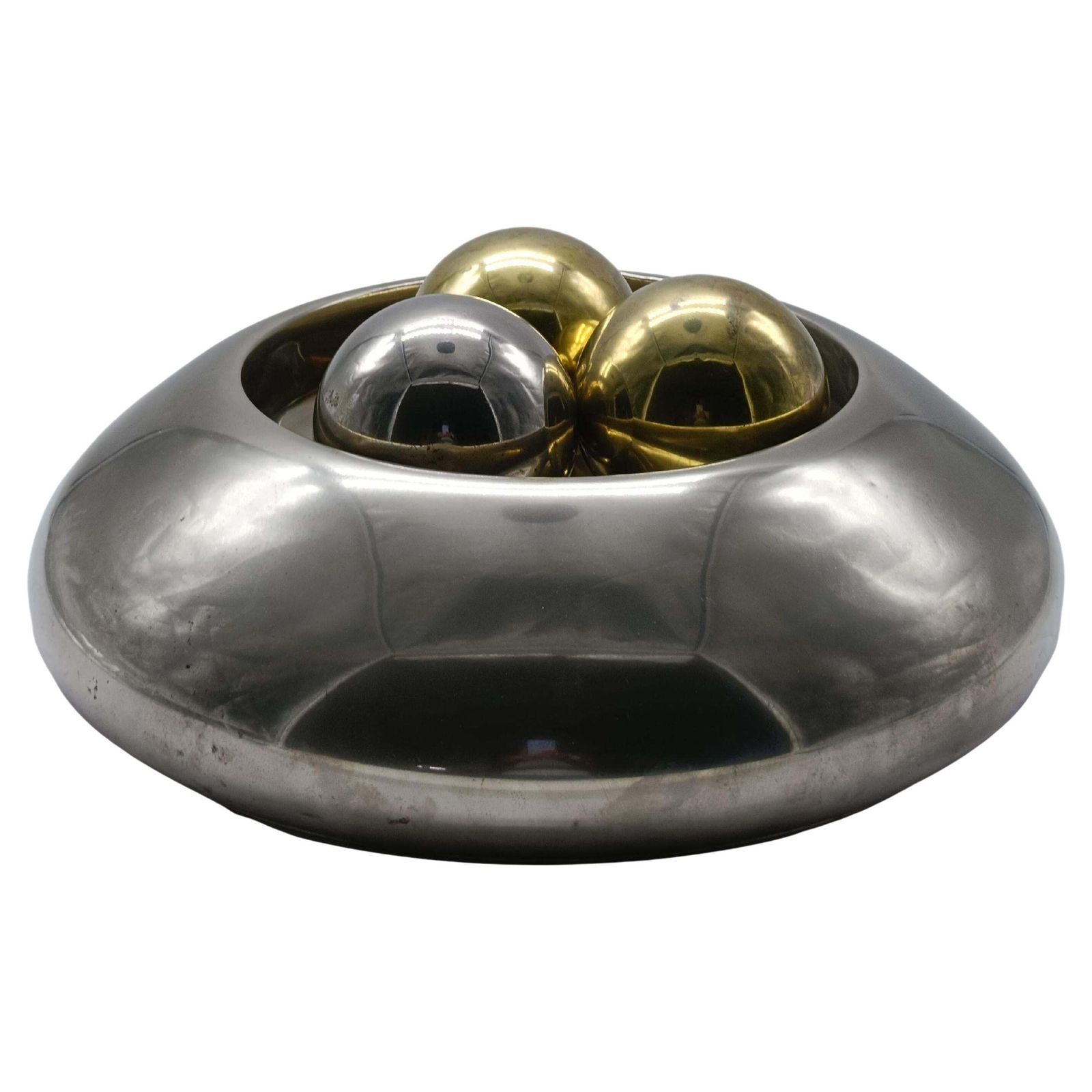 The Point Centerpiece Chrome And Brass, Italy 1970s