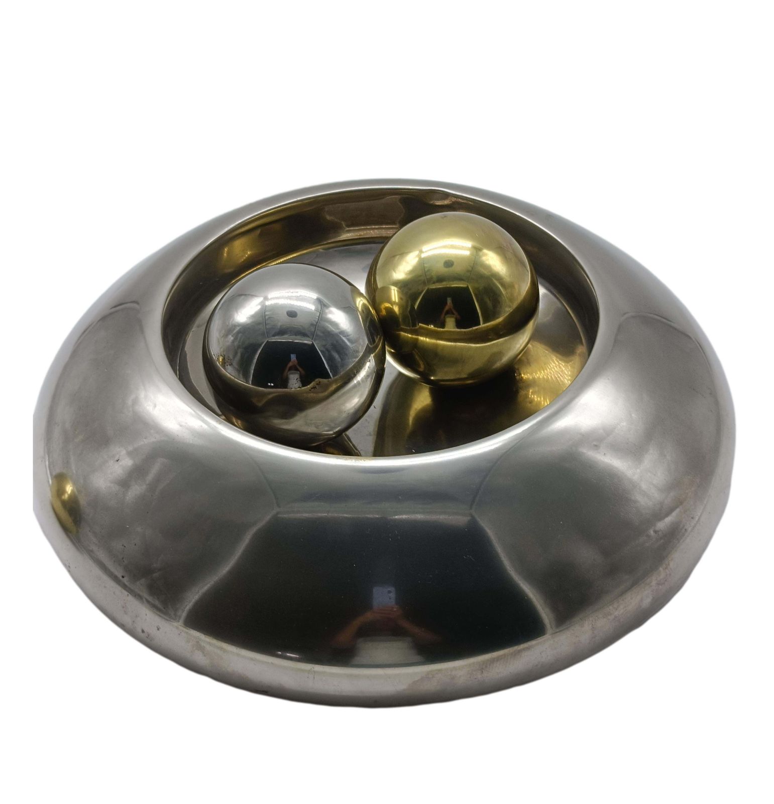 The Point Centerpiece Chrome And Brass, Italy 1970s photo for sale