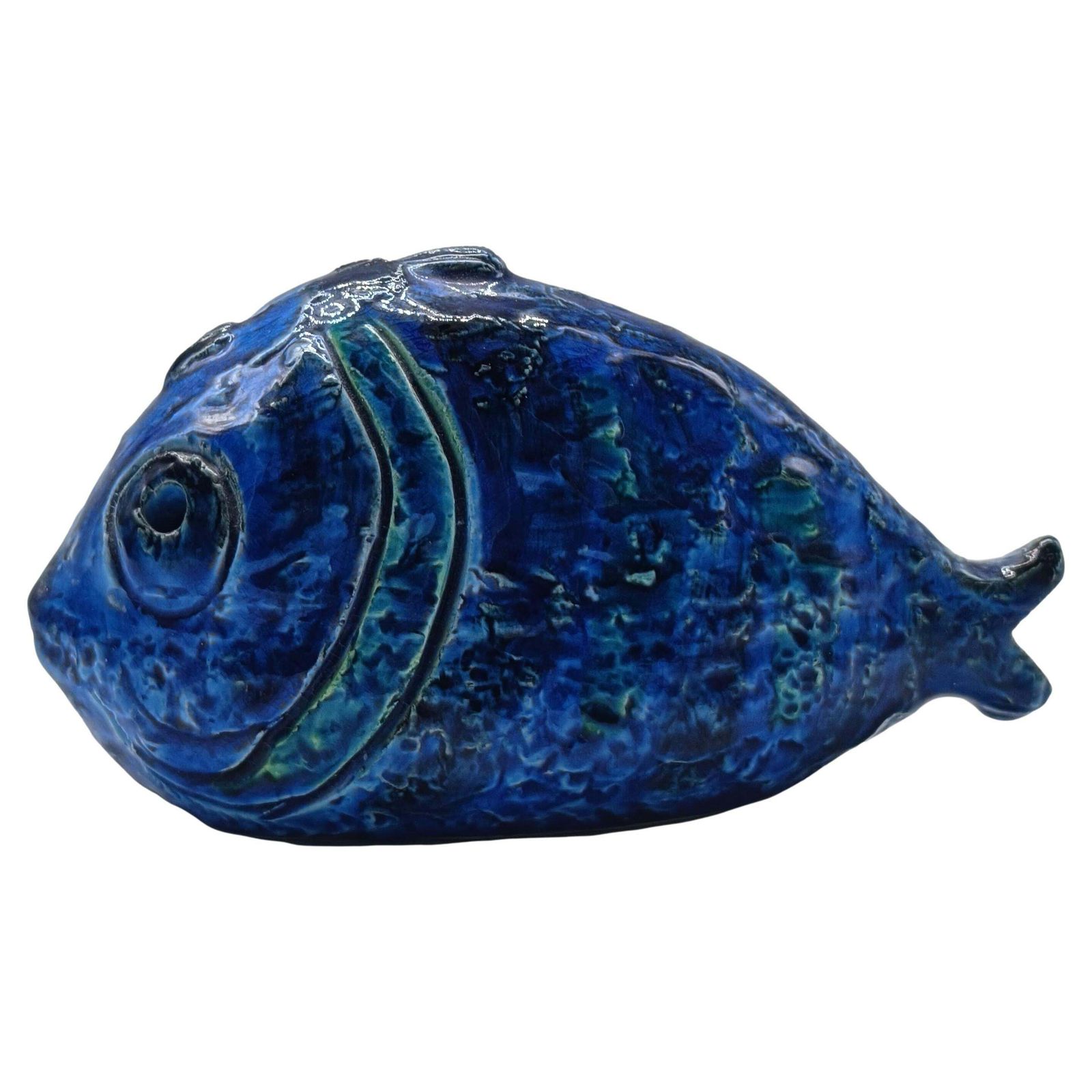 Aldo Londi For Flavia Montelupo Bitossi Pesce In Blue Ceramic, Italy 1970s
