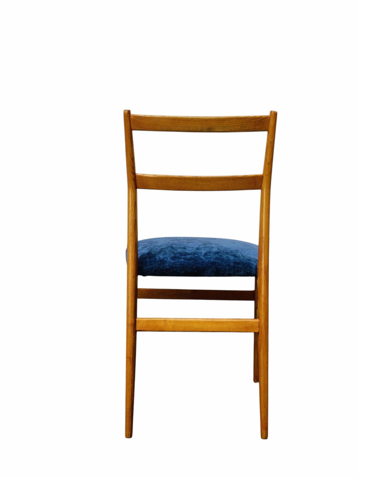 Gio Ponti Chair Mod. "646 Leggera" In Wood And Blue Fabric, Italy 1960s photo Furniture