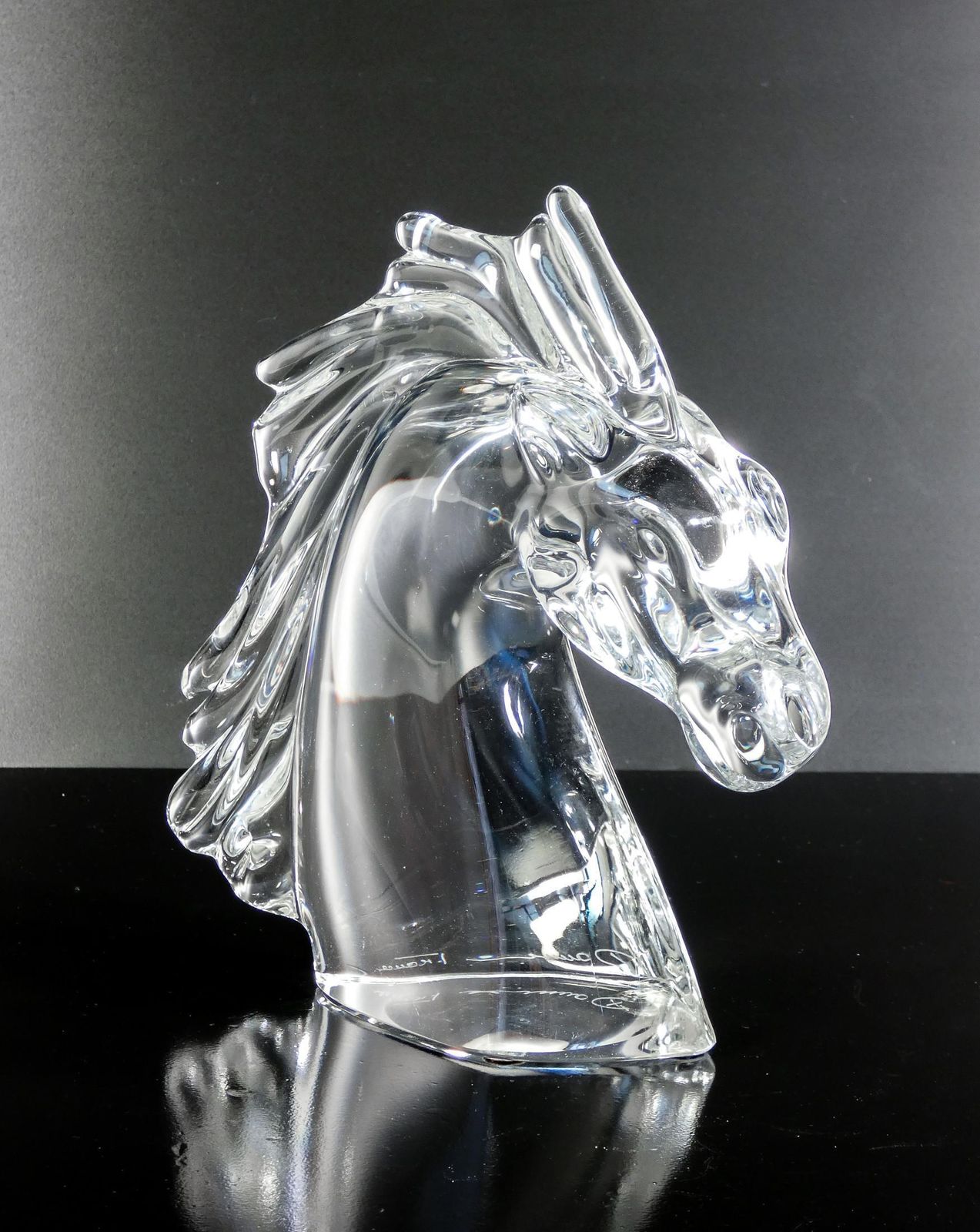 Daum France Crystal Sculpture. Horsehead. France, 1990s photo Art
