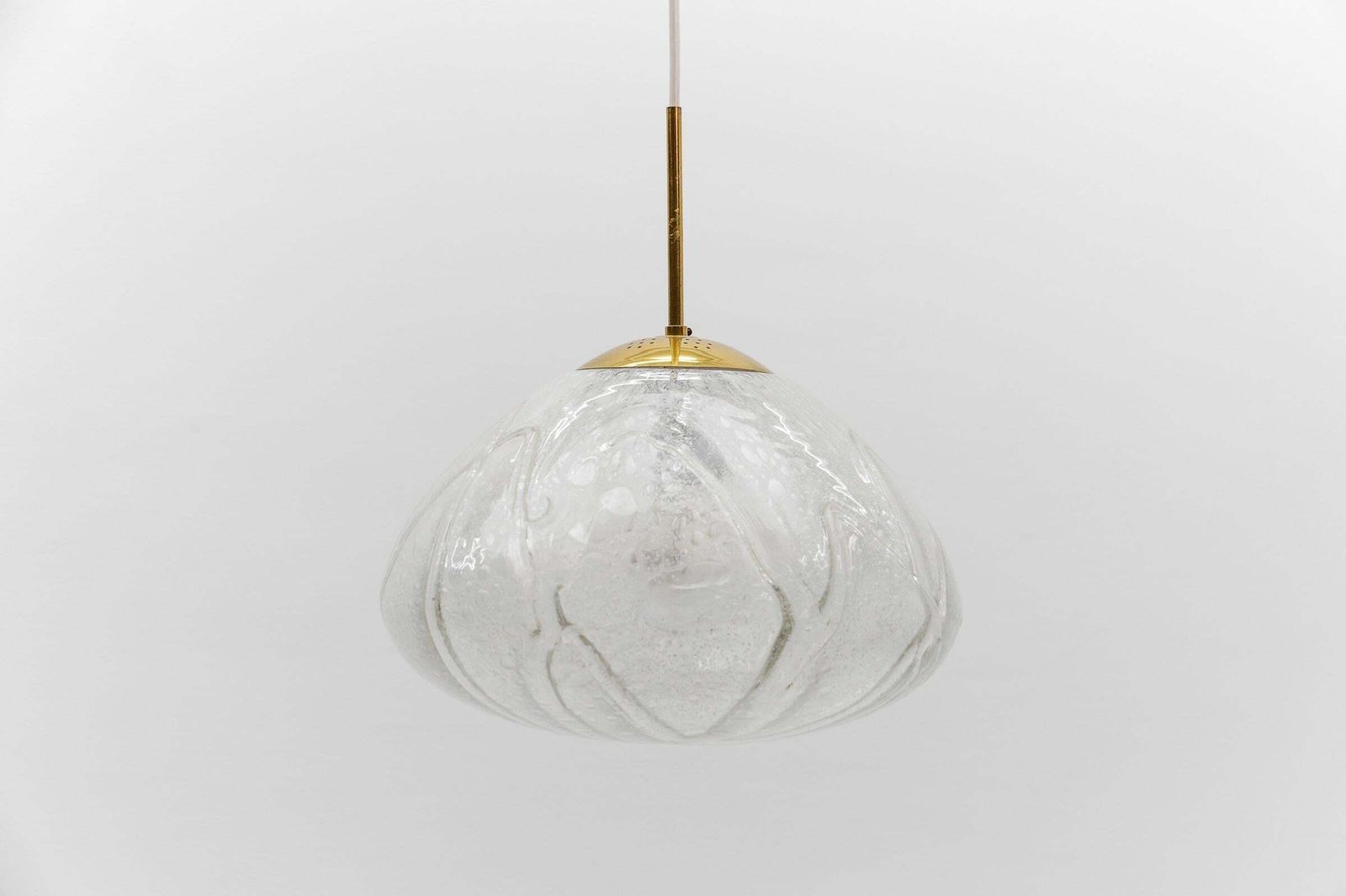 Large Ice Glass Pendant Lamp By Doria, 1960s Germany photo vinterior