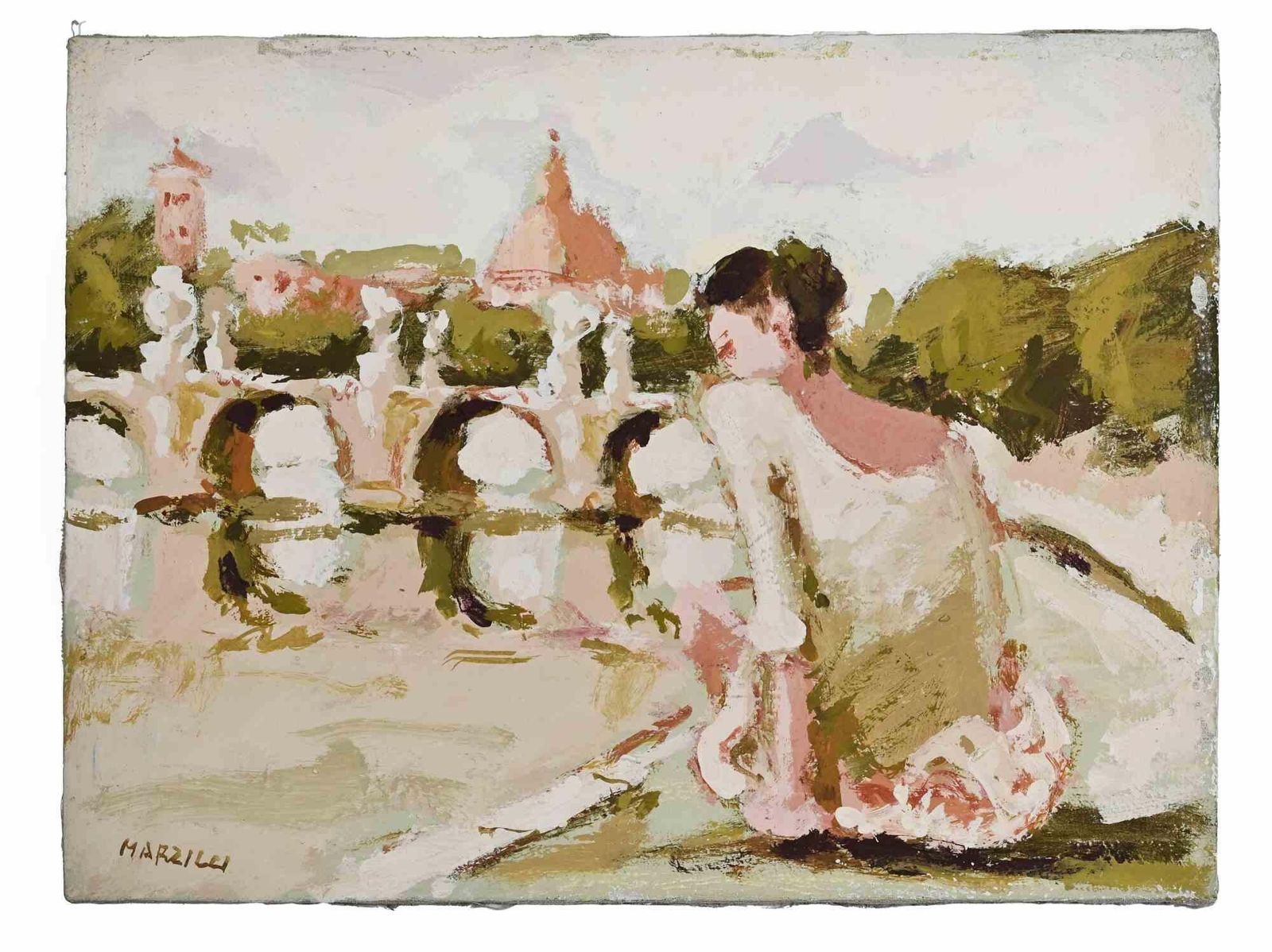 Franco Marzilliballerina In Front Of The Ponte Sant'angelo In Rome By Franco Marzilli   1970s1970s