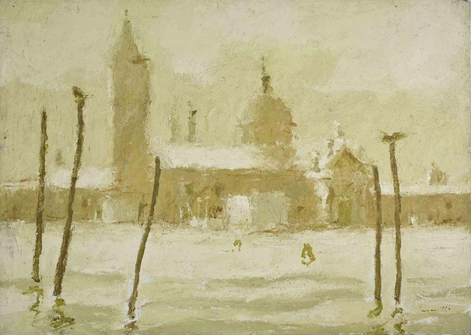 Franco Marzilliview Of Venice   Oil Painting By Franco Marzilli   1970s1970s