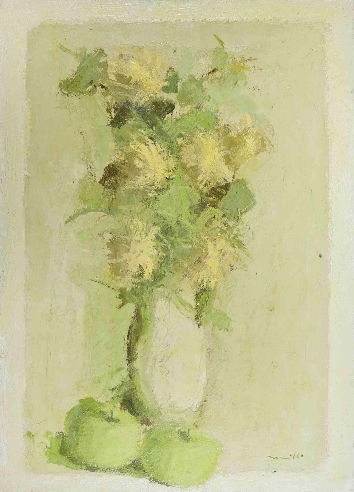 Franco Marzillistill Life With Vase Of Flowers   Oil Painting By Franco Marzilli   1970s1970s