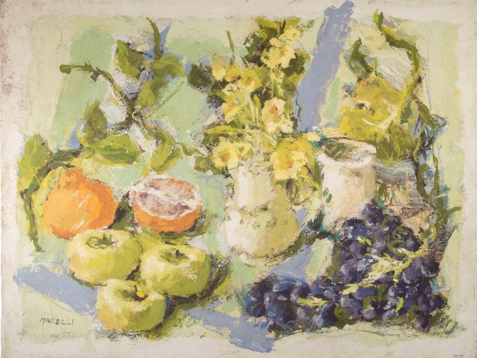 Franco Marzillistill Life   Oil Painting By Franco Marzilli   1970s1970s photo furniture