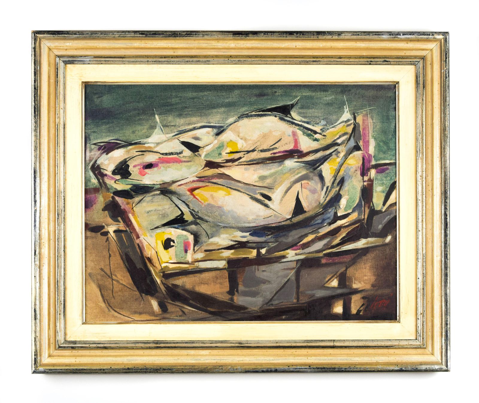 Enrico De Tomiabstract Composition   Oil On Canvas By E. De Tomi   1950s900 photo furniture