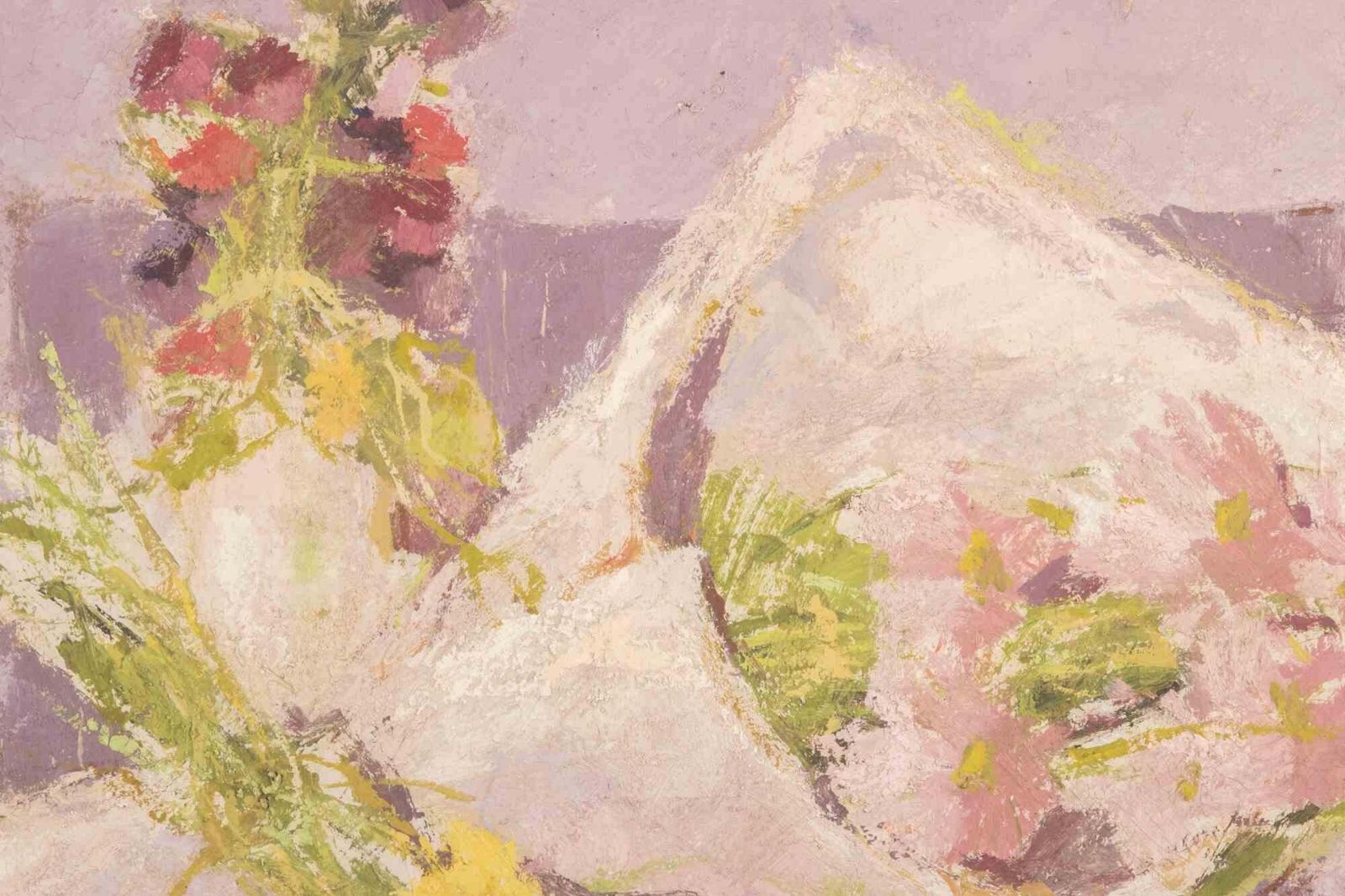 Franco Marzillistill Life With Bouquets Of Flowers   Oil Painting By Franco Marzilli   1970s1970s photo for sale