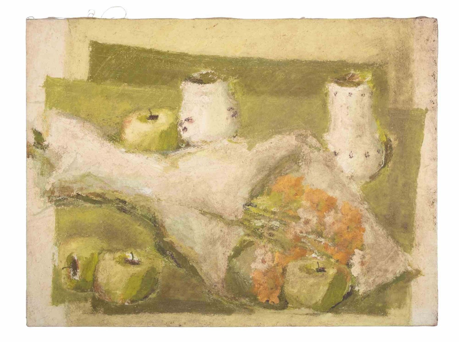 Franco Marzillibouquet Of Flowers With Fruit And Jugs   Oil Painting By Franco Marzilli   1970s1970s photo furniture