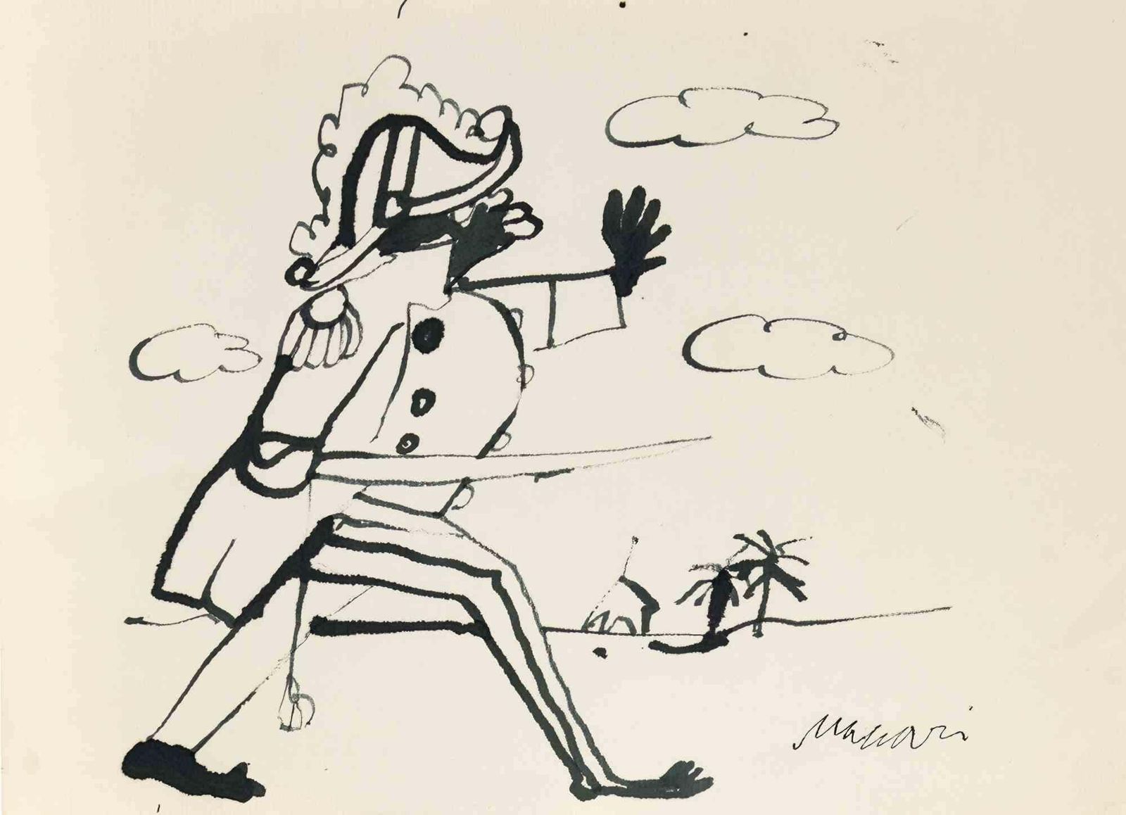 Mino Maccarithe African Leader   Drawing By Mino Maccari   1960s1960s