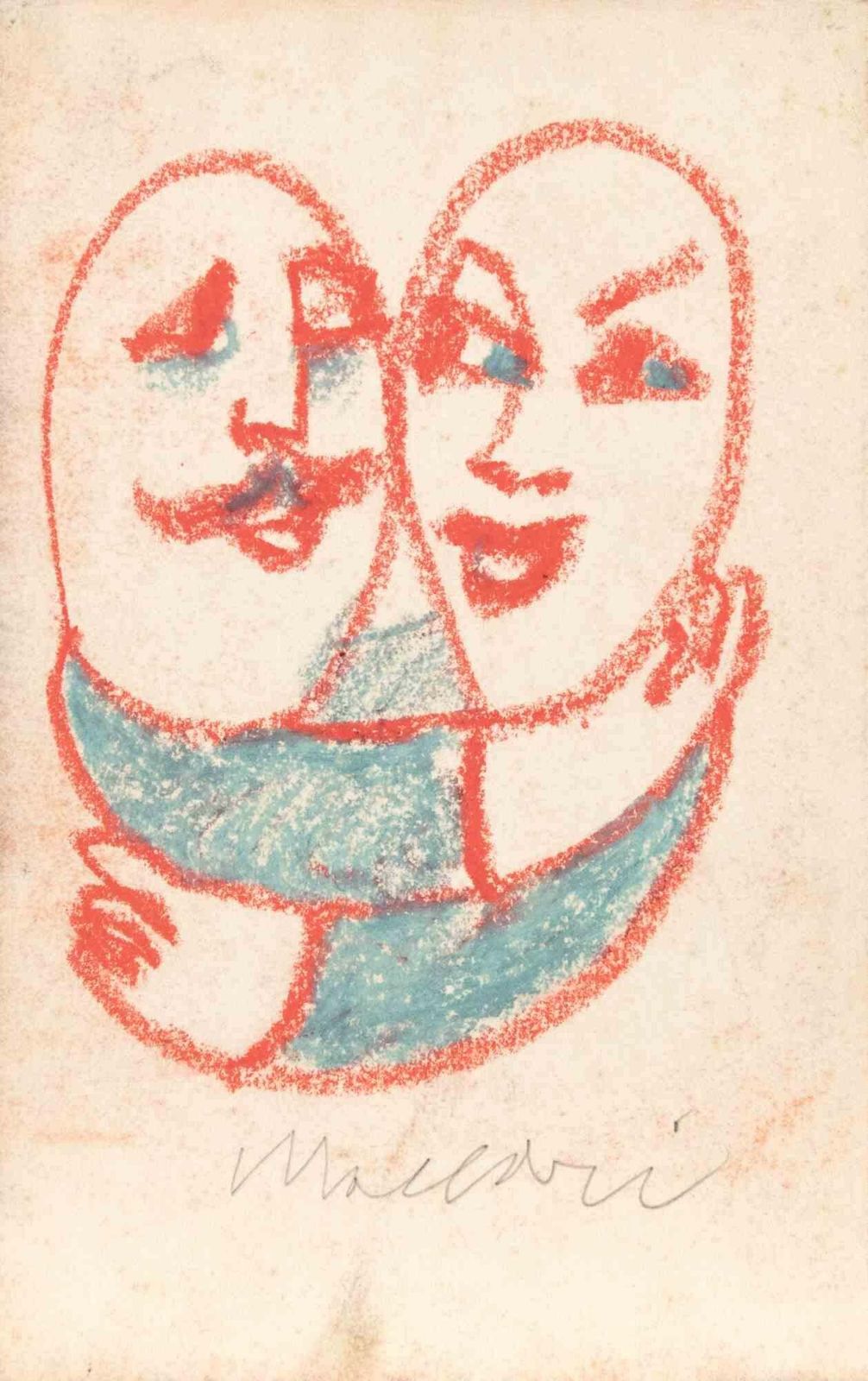 Mino Maccaricouple   Drawing By Mino Maccari   1975 Ca.1975 Ca.