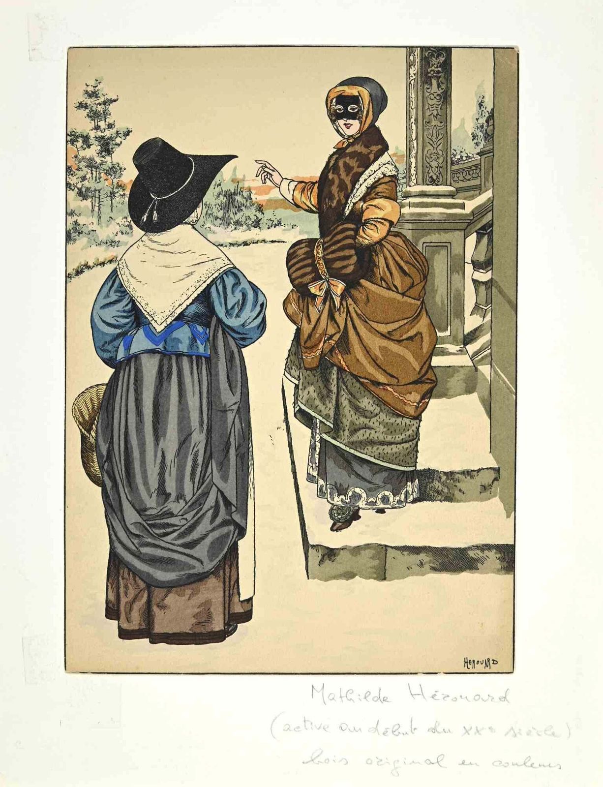 Mathilde Hérouardthe Lovely Discussion   Woodcut By Mathilde Hérouard   1920s1920s photo furniture