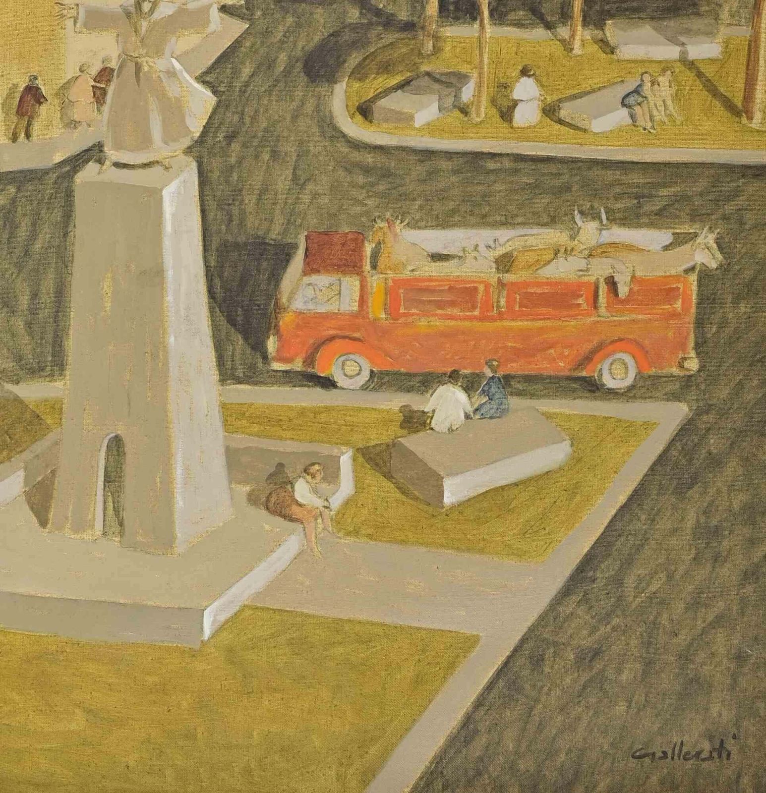 Alberto Galleratimonument To Saint Francis   Paint By Alberto Gallerati   1970s1970s photo for sale