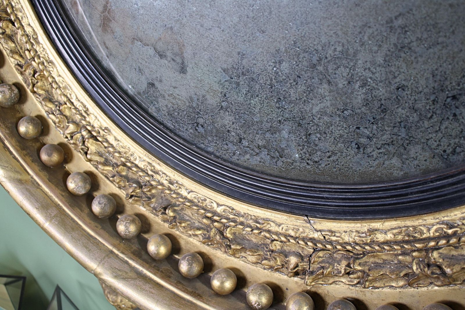 Monumental English Regency Giltwood Convex Mirror, Circa 1820 photo for sale