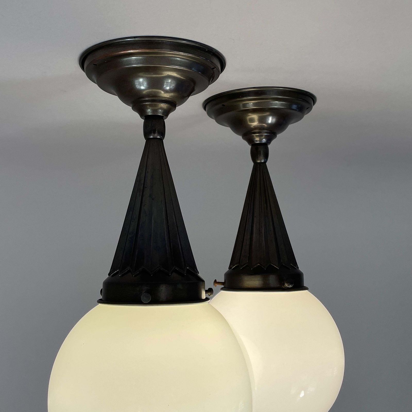 Recessed Lighting Made Of Opal Glass And Burnished Brass, Sweden 1940s, Pair photo buy