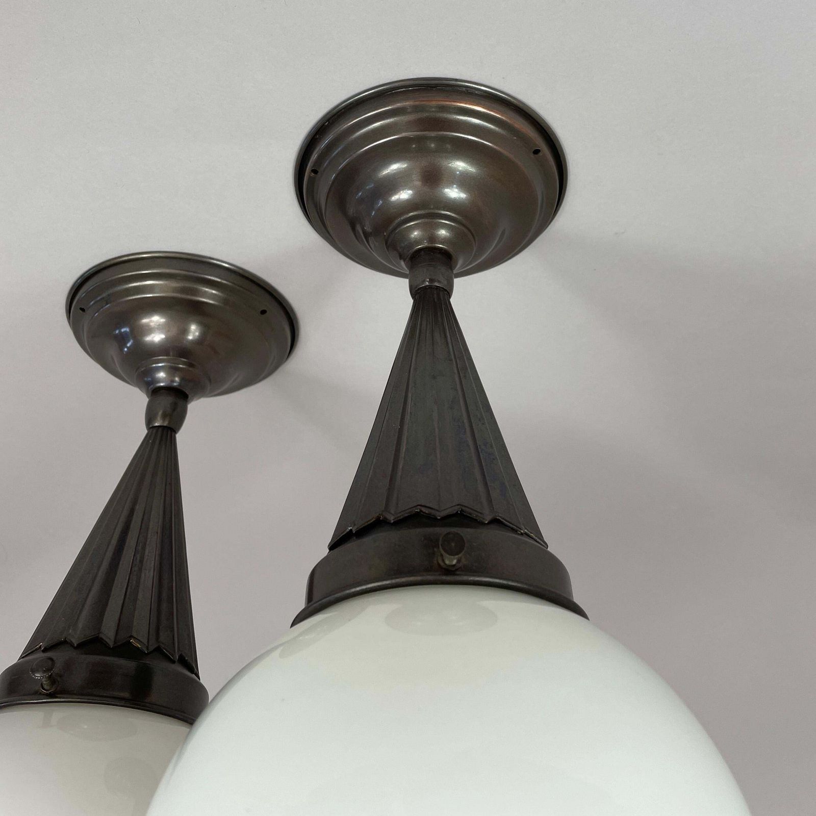 1406.0 Recessed Lighting Made Of Opal Glass And Burnished Brass, Sweden 1940s, Pair photo