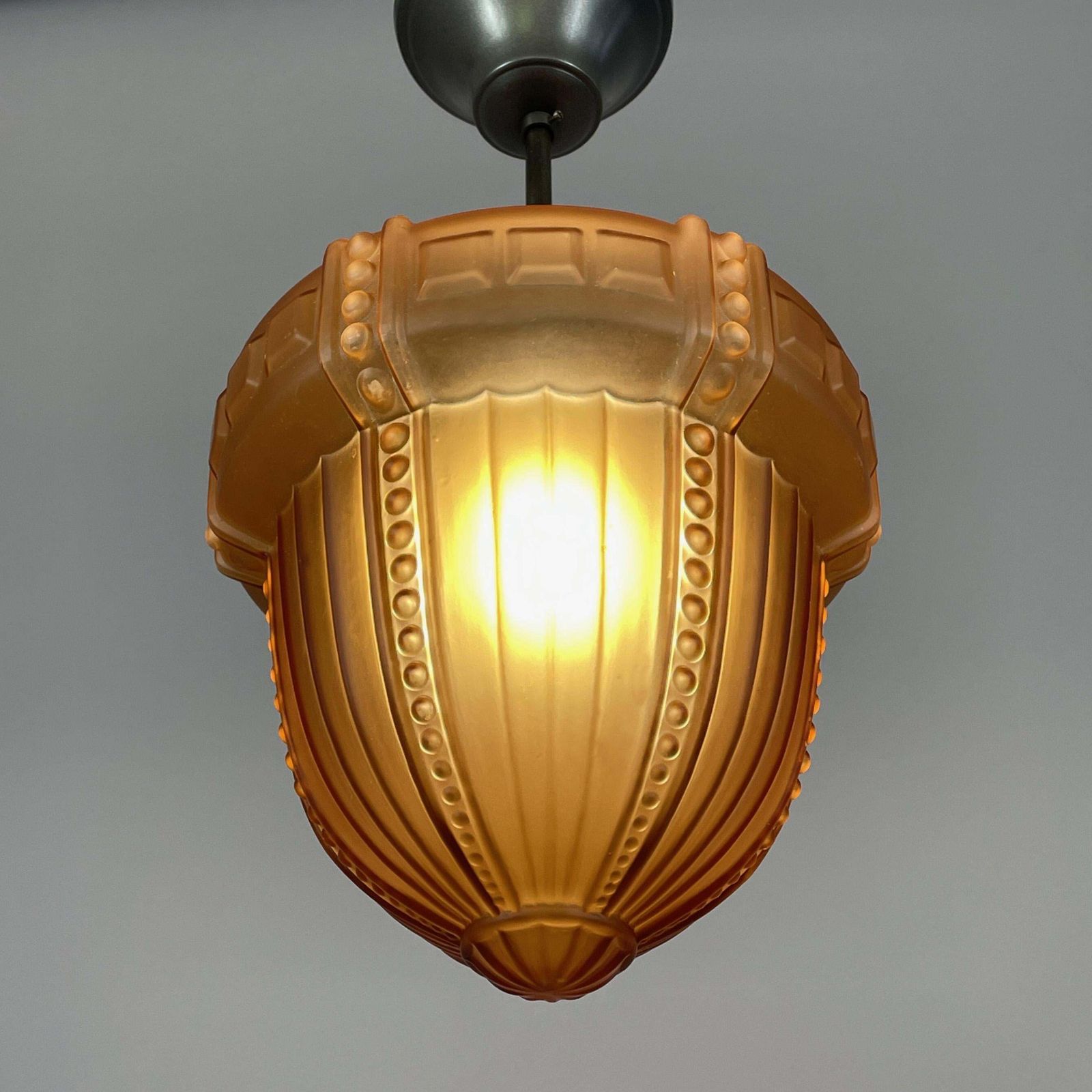 photo vinterior Swedish Grace Havana Glass & Burnished Brass Pendant, Böhlmarks, 1920s To 1930s