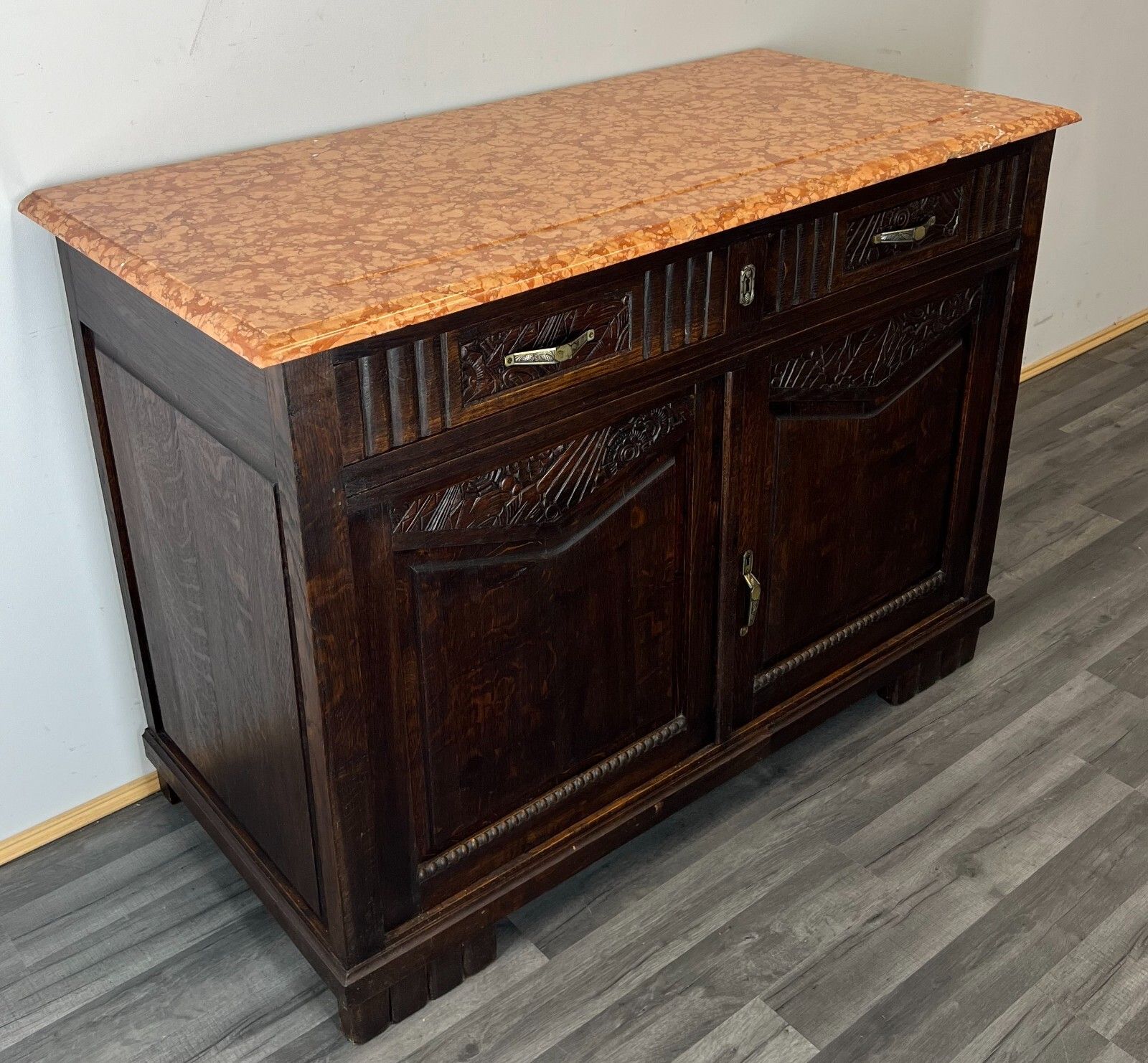 French Antique Marble  Topped Chest Of Drawers / Sideboard (Lot 2227) photo vintage