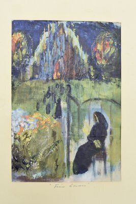 photo furniture Frideborg Bryth, Finis Lordes, Oil On Board, 1950s, Framed