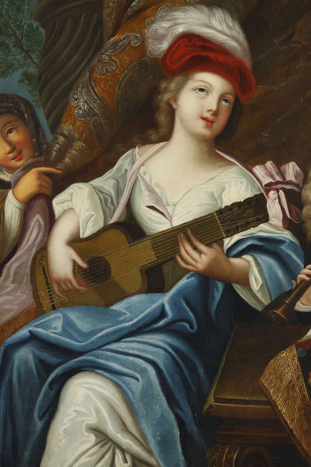 Large Painting, 19th Century French School, After Jacques François Courtin (1672 1752), "La Joueuse De Cithare" ("The Zither Player") photo vinterior