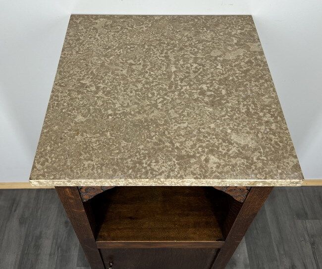 Carved French Antique Bedside Table Cupboard Cabinet With Marble Top (Lot 1342) photo 199.0