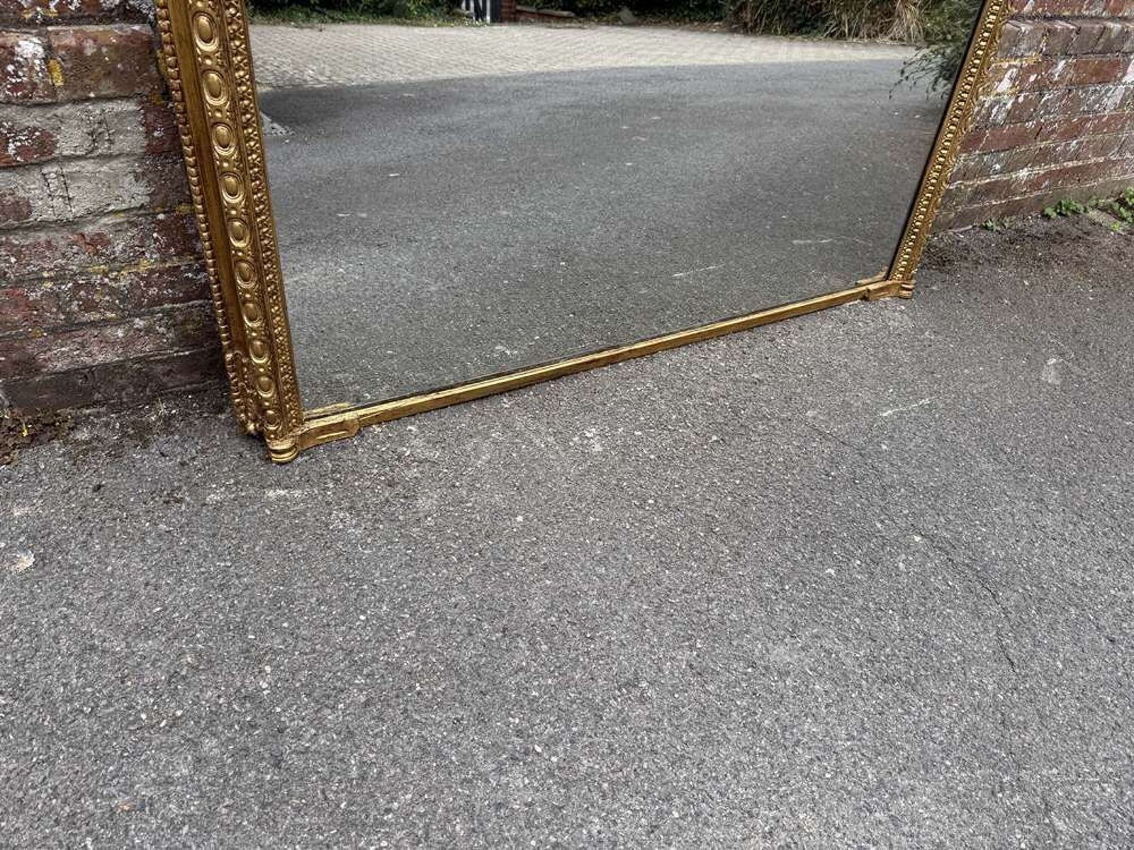 A Stunning Large Antique English 19th C Arched Gilt Overmantle Mirror. photo Home Decor
