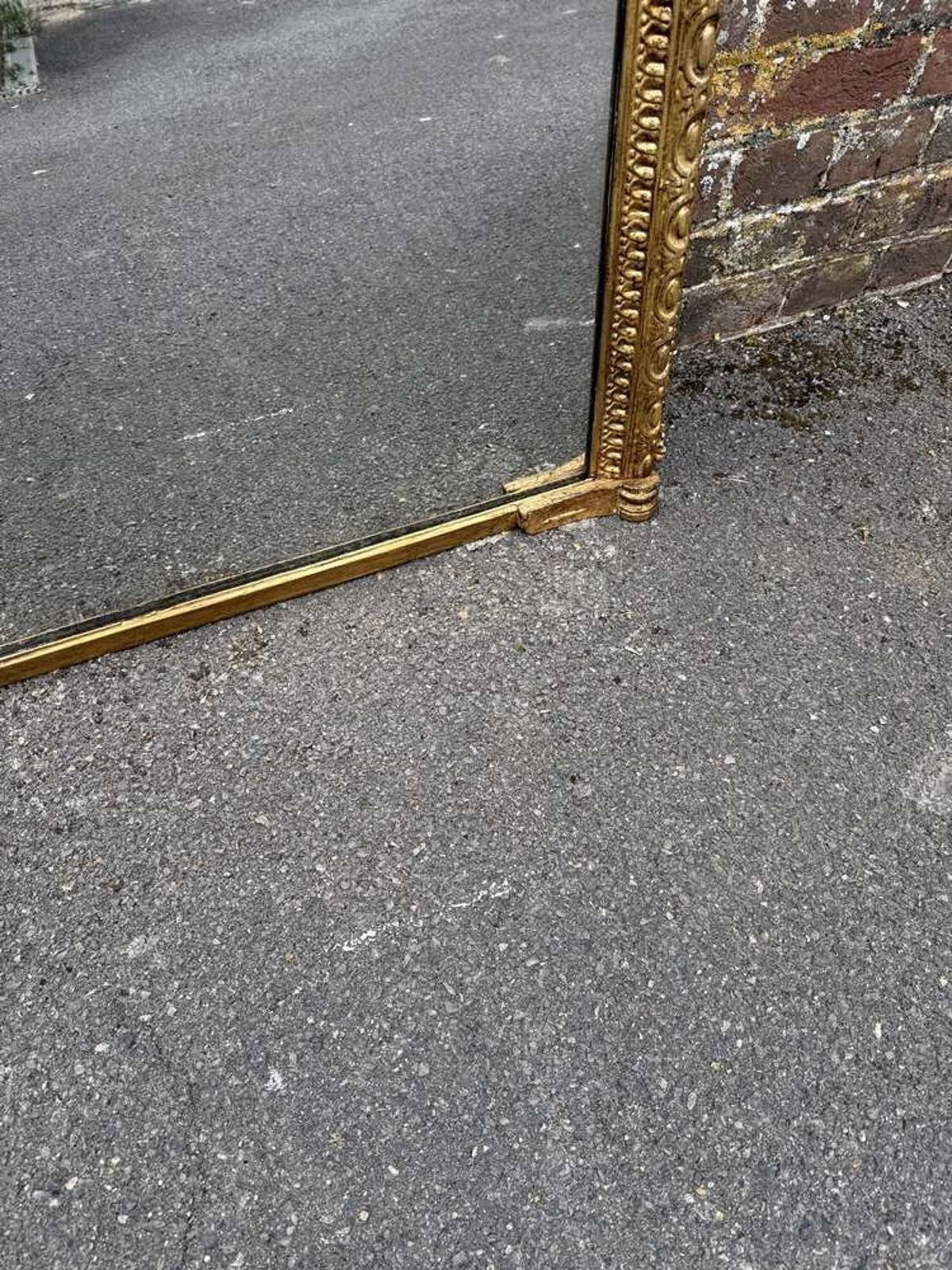 A Stunning Large Antique English 19th C Arched Gilt Overmantle Mirror. photo vinterior