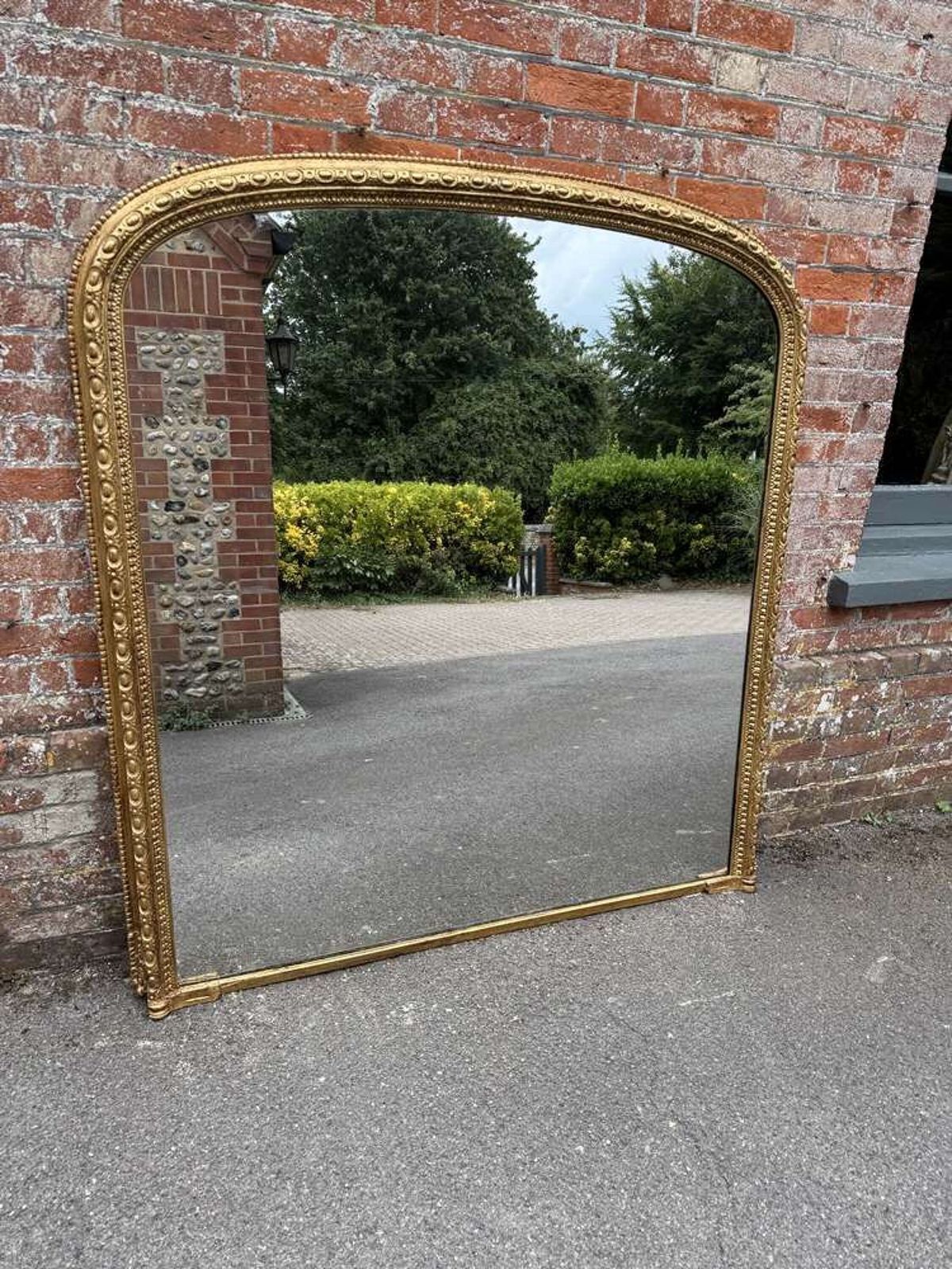 A Stunning Large Antique English 19th C Arched Gilt Overmantle Mirror. photo buy
