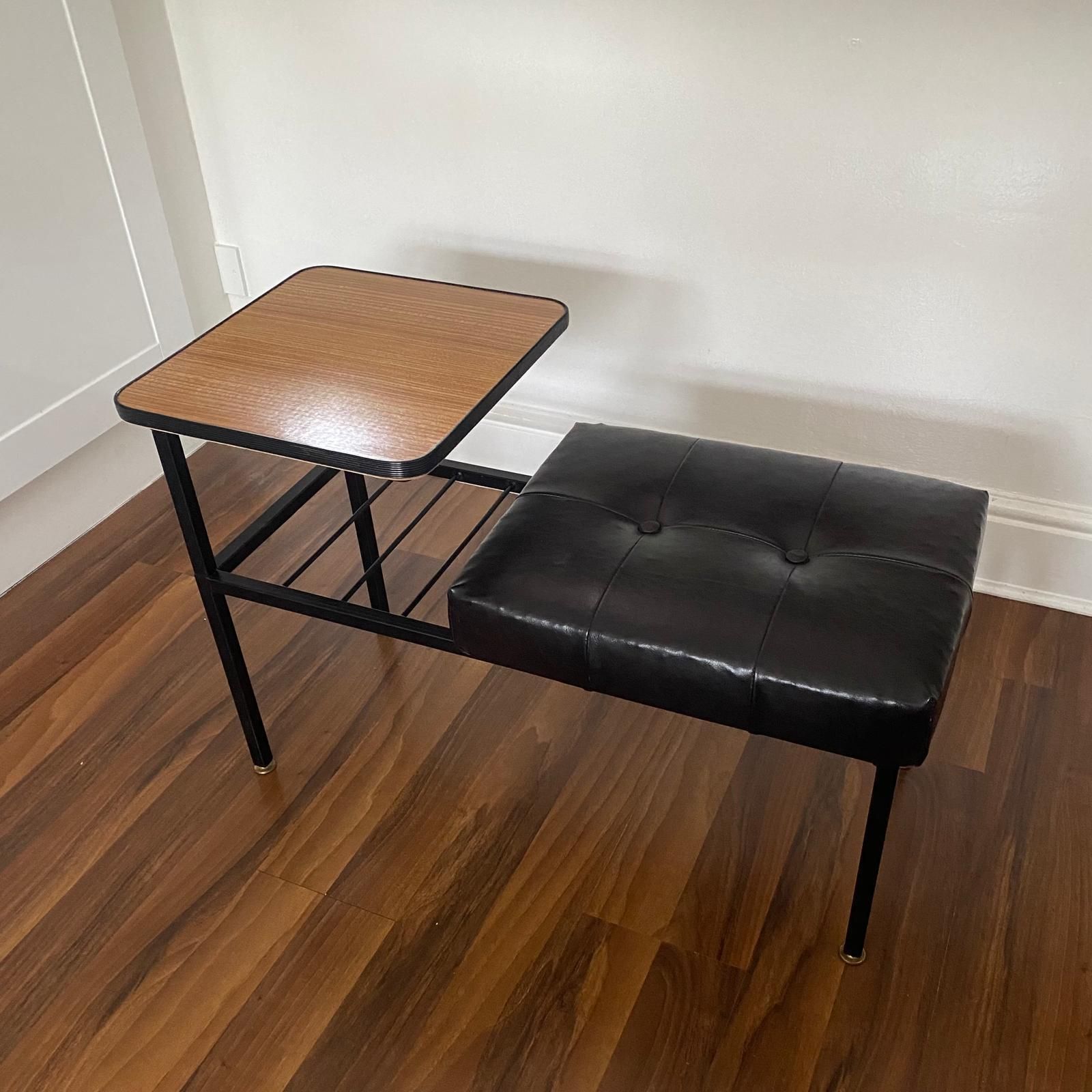 Rare Vintage Mid Century Metal Framed Hall Telephone Table photo for sale