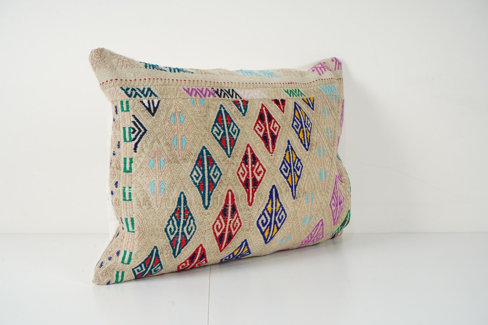 Lumbar Cicim Pillow Cover  Wool Turkish Jajim Cushion photo for sale