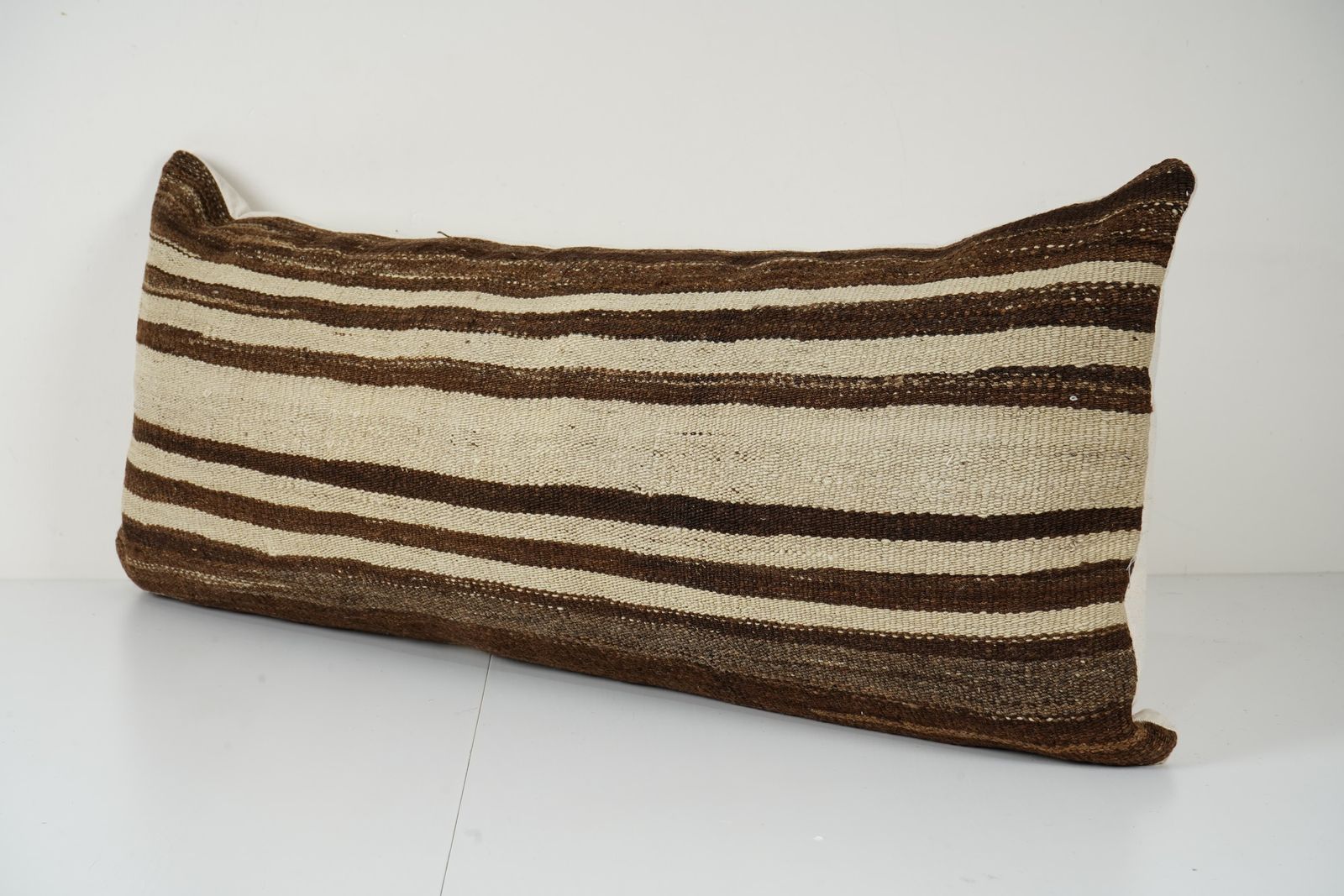Striped Bohemian Bedding Wool Kilim Pillow Cover, Handmade Hippie Bed Pillow, Long Pillows For Bed, Turkish Kilim Pillow Cover photo Textiles