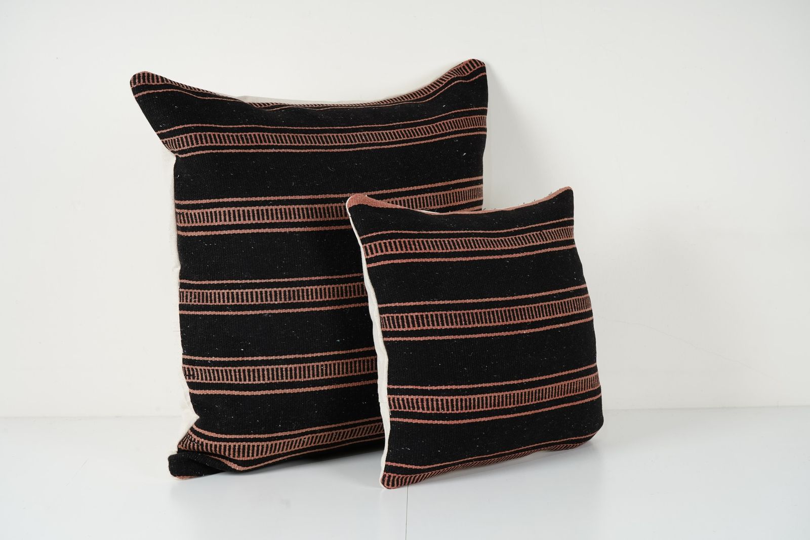 Organic Wool Black Striped Pillow Cover, Set Of Two Black And Gray Ethnic Chair Cushion Decor, Pair Ethnic Pillow photo furniture