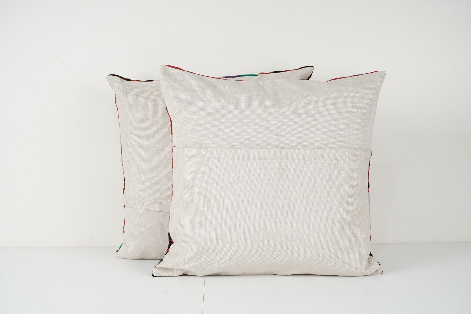 Set Of Two Red And Black Suzani Cushion Cover, Suzani Pillow Case Made From A 19th Century Suzani, Pair Uzbek Cushion Cover photo Textiles
