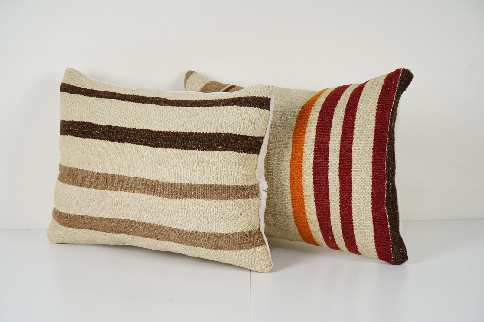 1. Striped Kilim Pillow   A Pair Of Anatolian Lumbar Pillow Covers, Decorative Turkish Rug Cushions, Perfect Sofa Accent Gift photo Textiles