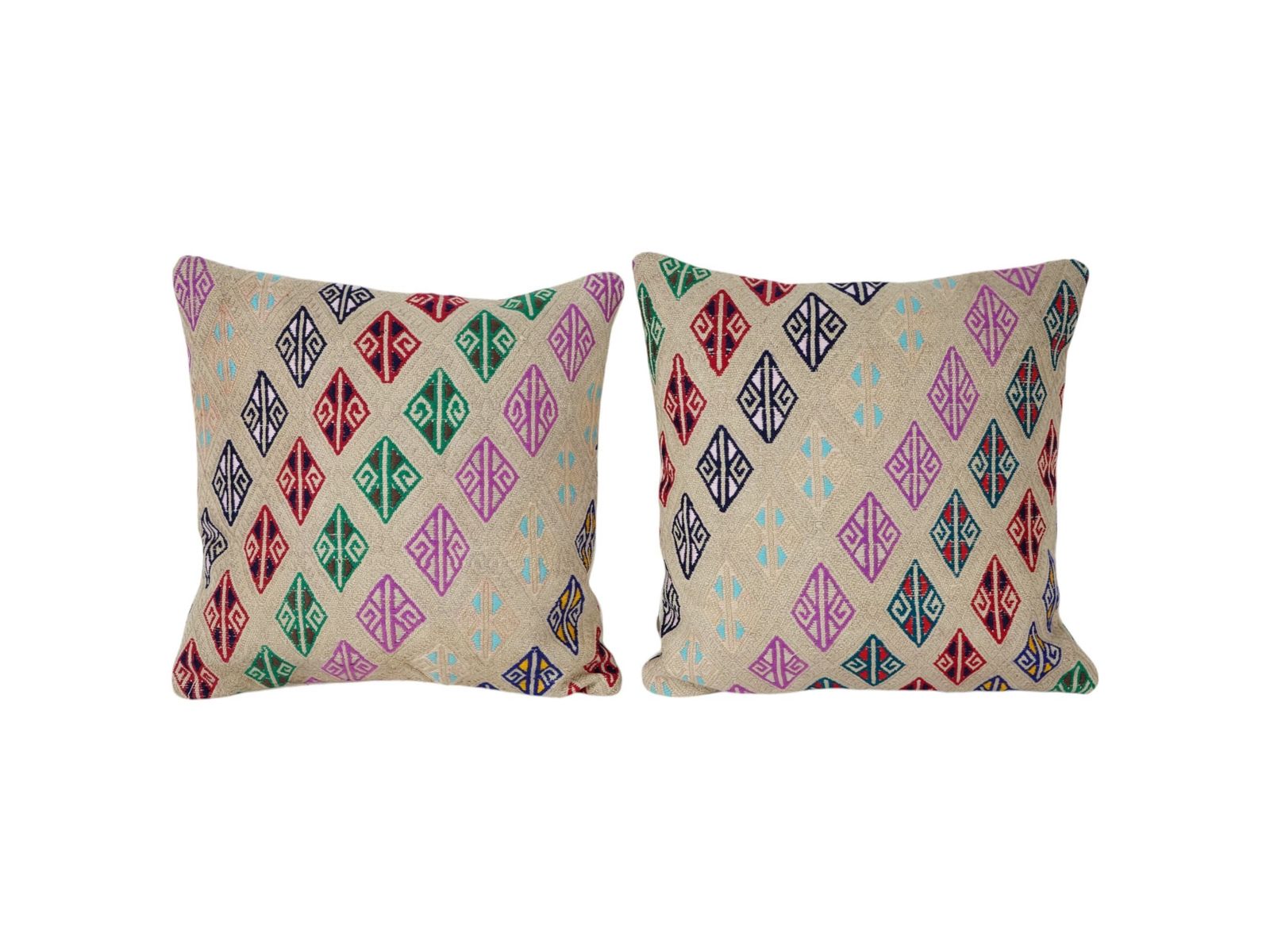 Long Jajim Lumbar Cicim Pillow Cover   Pair Pink Wool Turkish Cushion Cover   King Size Jajim Pillow Throw Pillow
