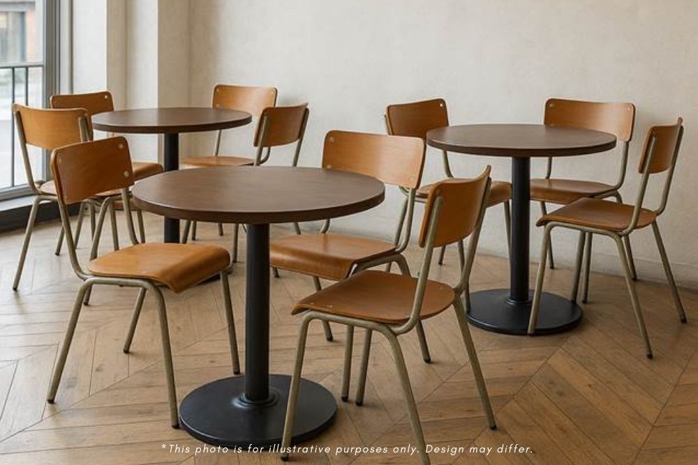 photo buy Set Of 8 Vintage Stacking Chairs With Plywood Seat & Back