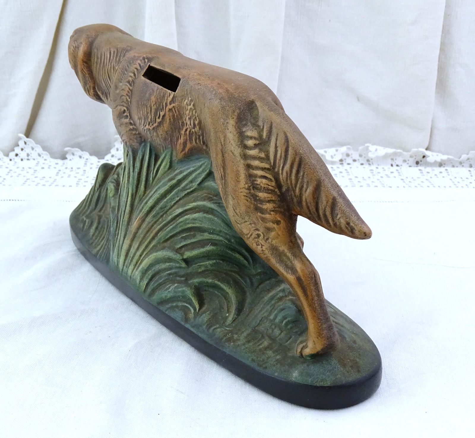Vintage Pottery Hunting Dog Breakable Piggy Bank Cash Safe, Retro Irish Setter Ceramic Statue From France, Collectible Hunting Lodge Décor photo 89.0