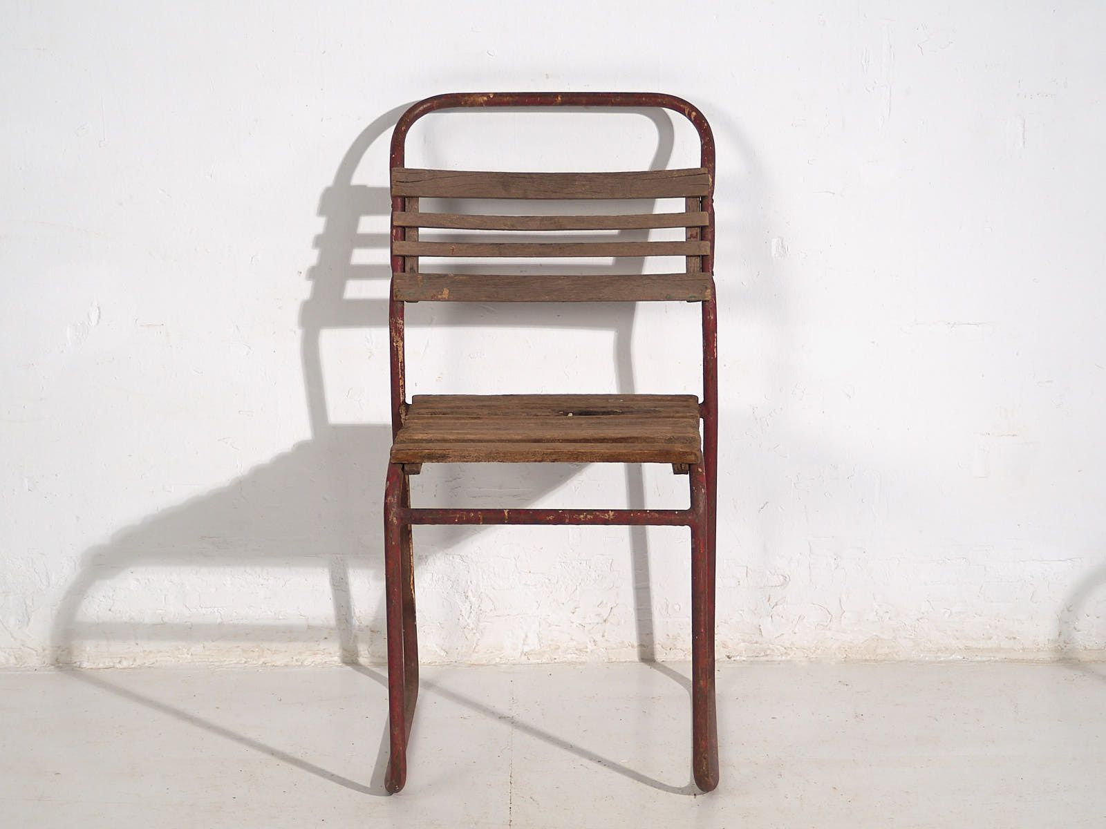 Antique Red Garden Chairs (C.1920). Set Of 2 Pieces #16 photo vinterior
