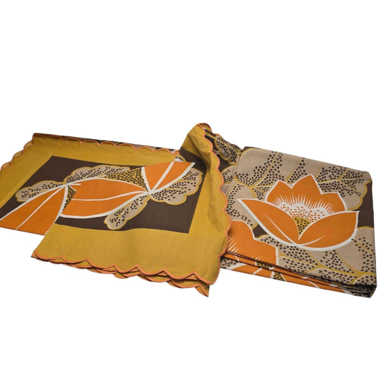 Vintage Italian Tablecloth And 12 Napkins – Made In Italy, Arreda Con Gioia, 1970s Geometric Design, New In Box 100% Cotton photo buy