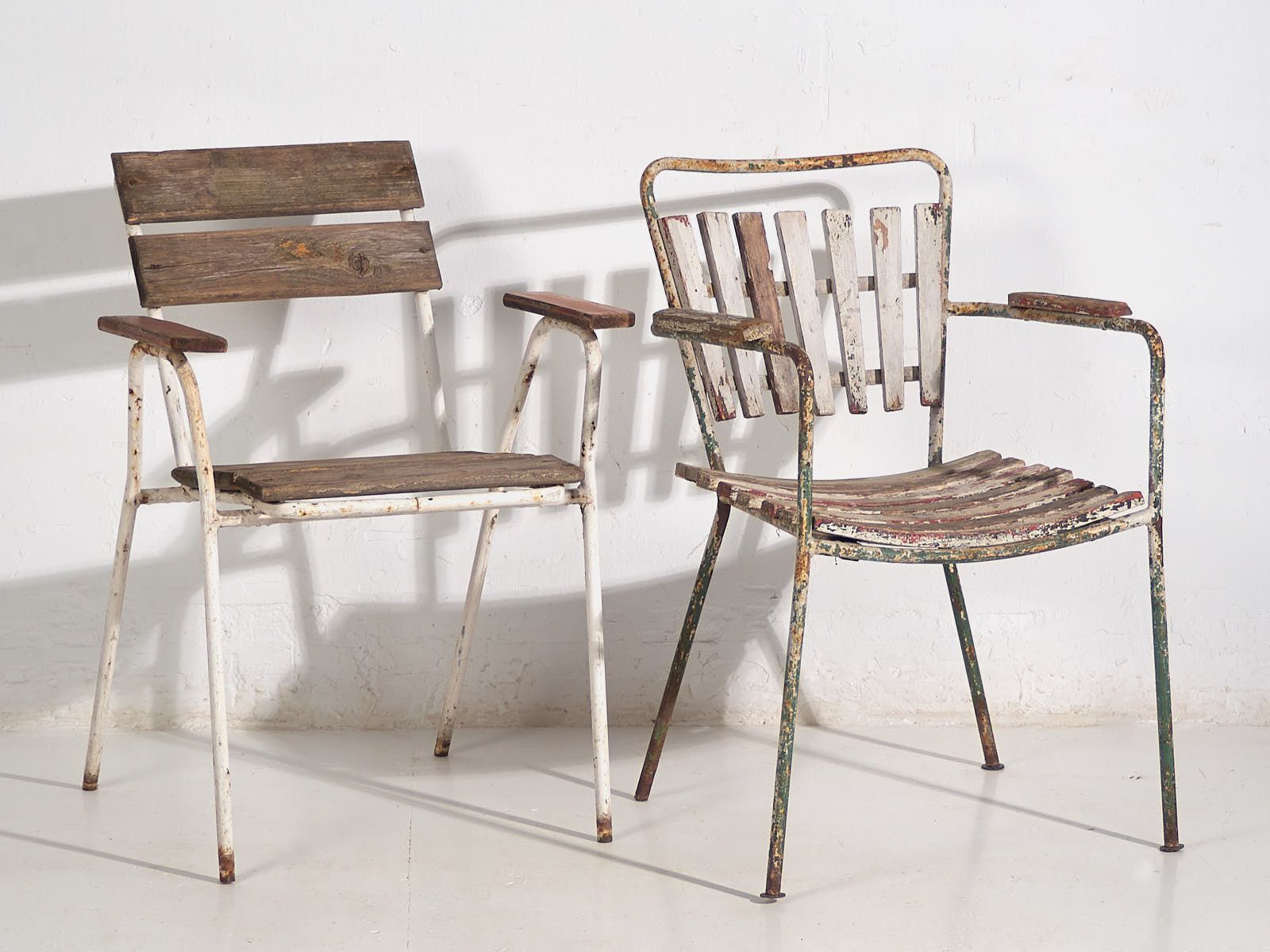 Antique Garden Chairs With Armrests (C.1920). Set Of 2 Pieces #23