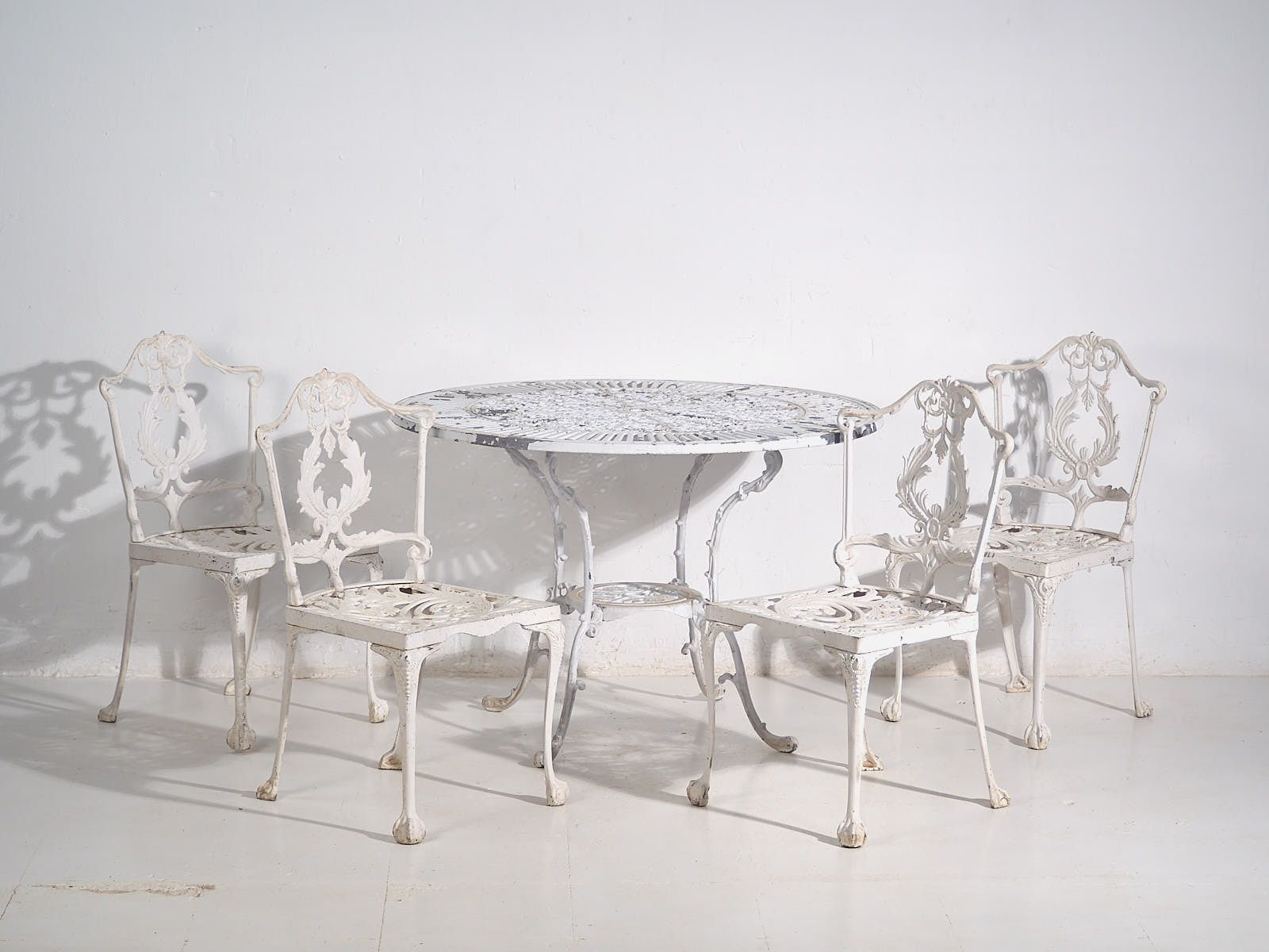 photo buy Vintage White Garden Table And Chairs (C.1950). Set Of 5 Pieces