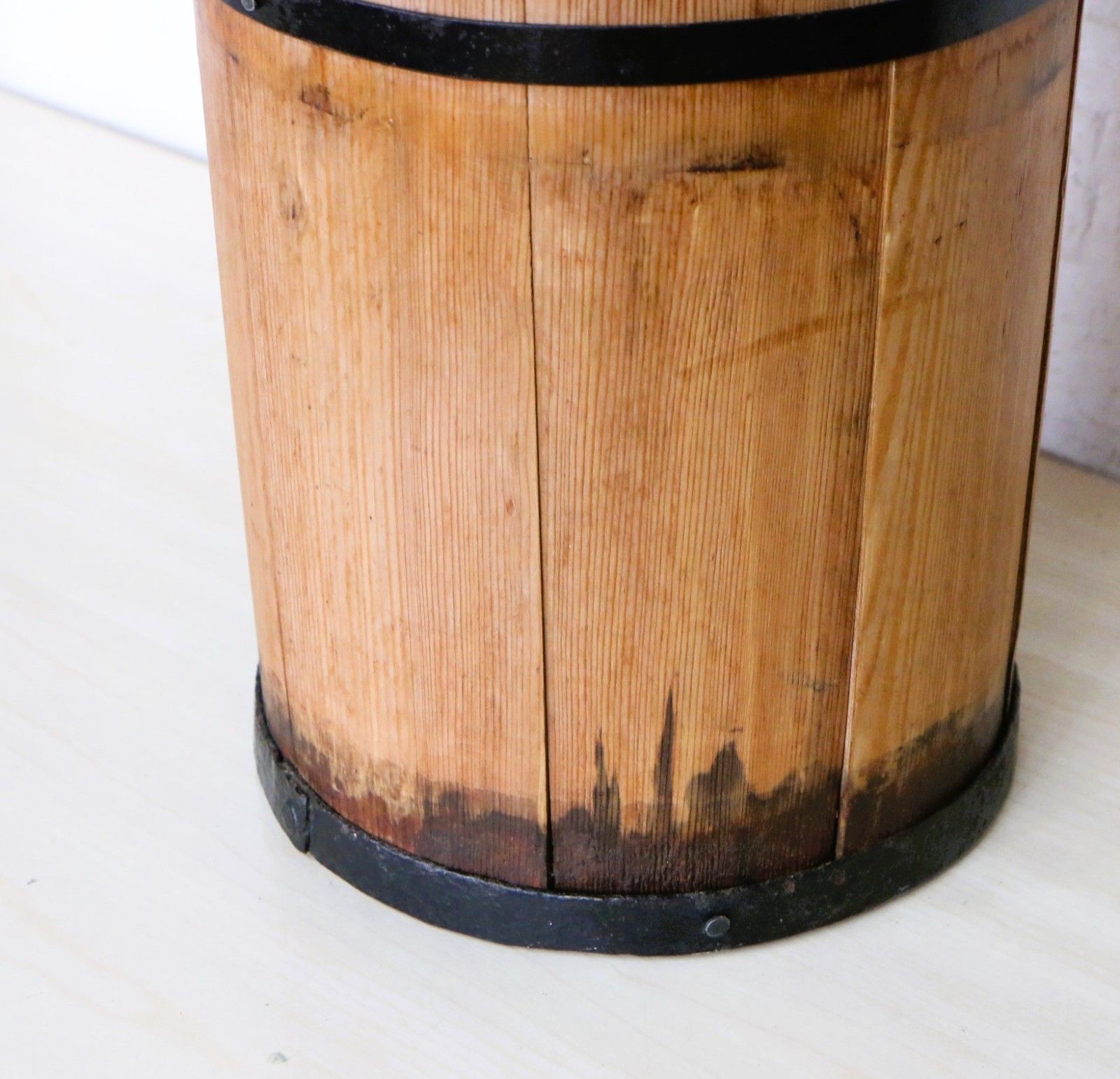 Antique Wooden Butter Churn English Steel Coopered Decorative Wooden Stick Stand photo vintage
