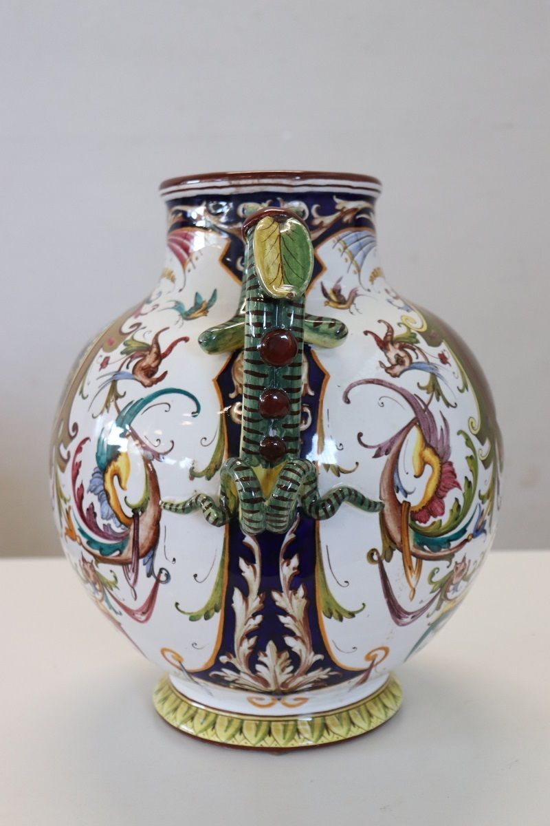 Home Decor Ceramic Vase With Classical Decor From Faenza, Italy, 1950s photo